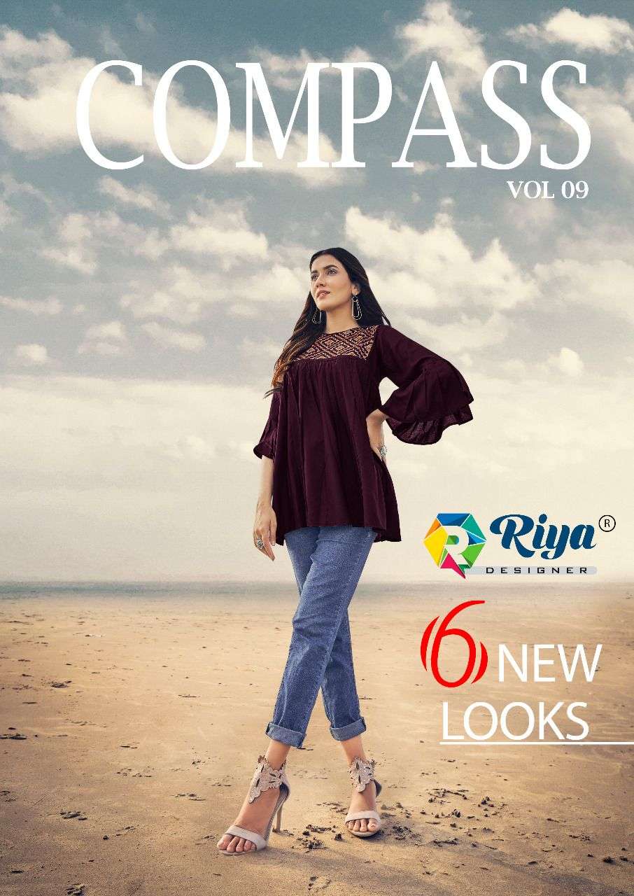 COMPASS VOL 9 14 KG RAYON WITH HEAVY EMBRODAIRY WORK TOP BY RIYA DESIGNER  BRAND WHOLESALER AND DEAL...