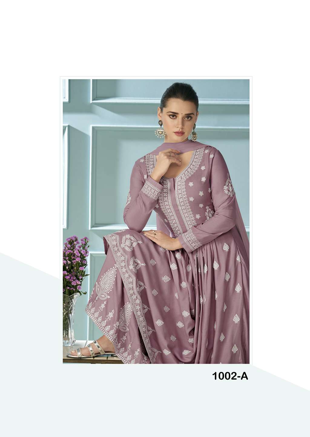 LUCKNOWI 14 KG RAYON LUCKNOWI WORK KURTI WITH PLAZZO AND DUPATTA WHOLESALER AND DEALER