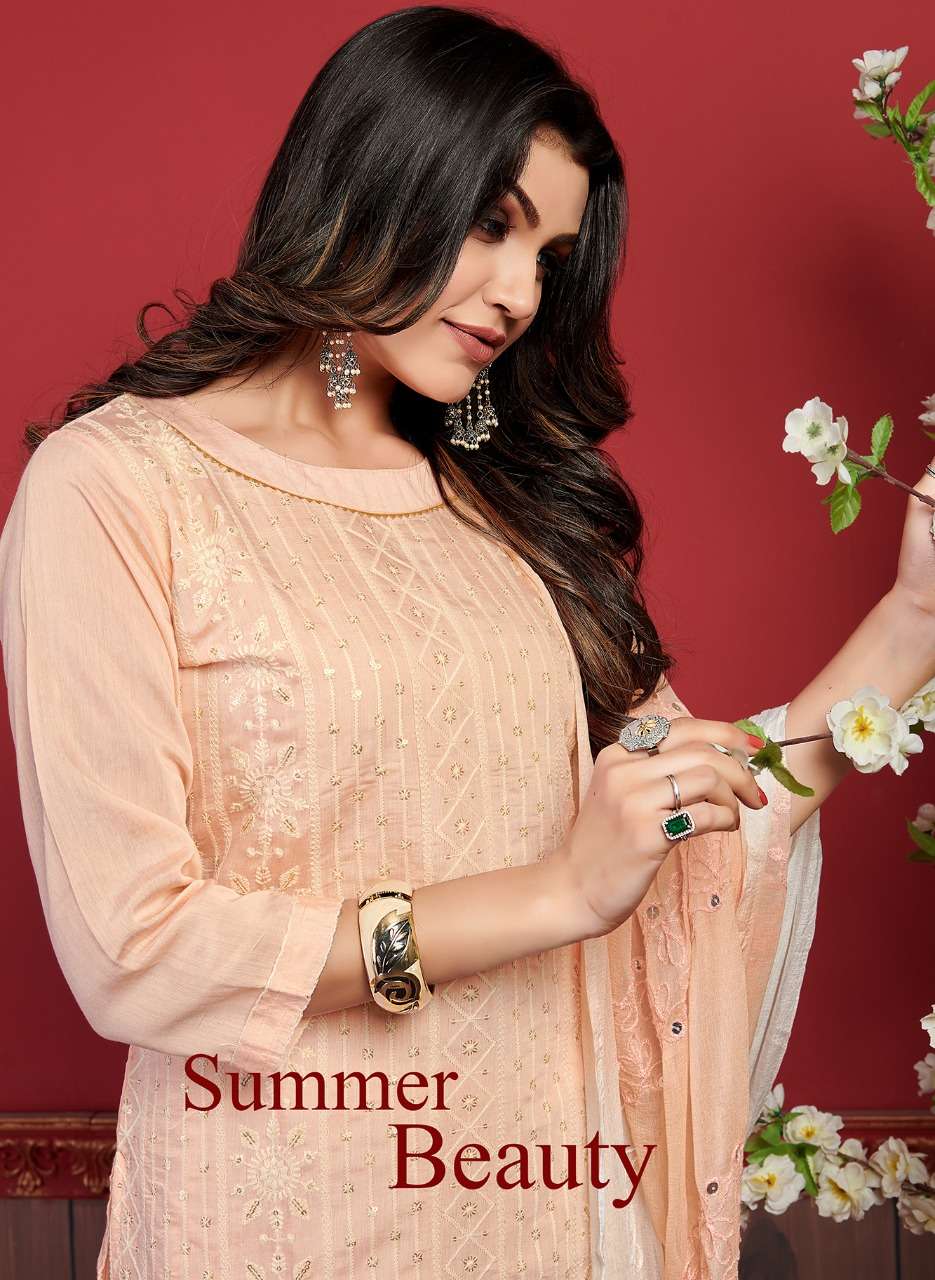SUMMER BEAUTY SILK EMBROIDERY KURTI WITH PANT & FANCY DUPPATA BY SLIVA BRAND WHOLESALER AND DEALER