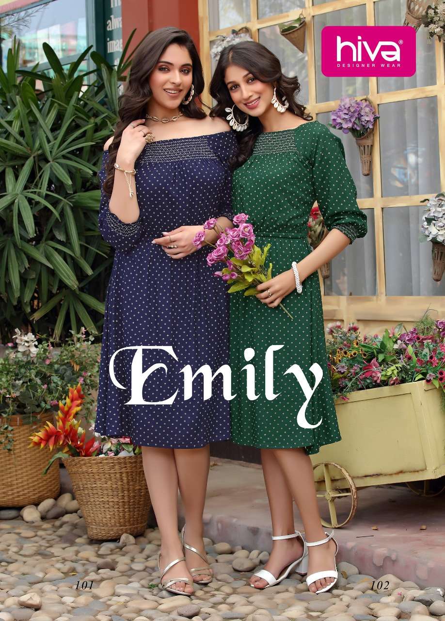 EMILY BY HIVA BRAND RAYON FROCK STYLE KURTI WHOLESALER AND DEALER