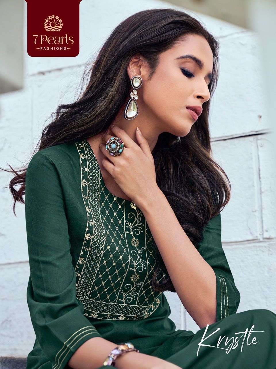 KRYSTLE BY 7 PEARLS BRAND SEQUINCE EMBROIDERY WORK KURTI WHOLESALER AND DEALER