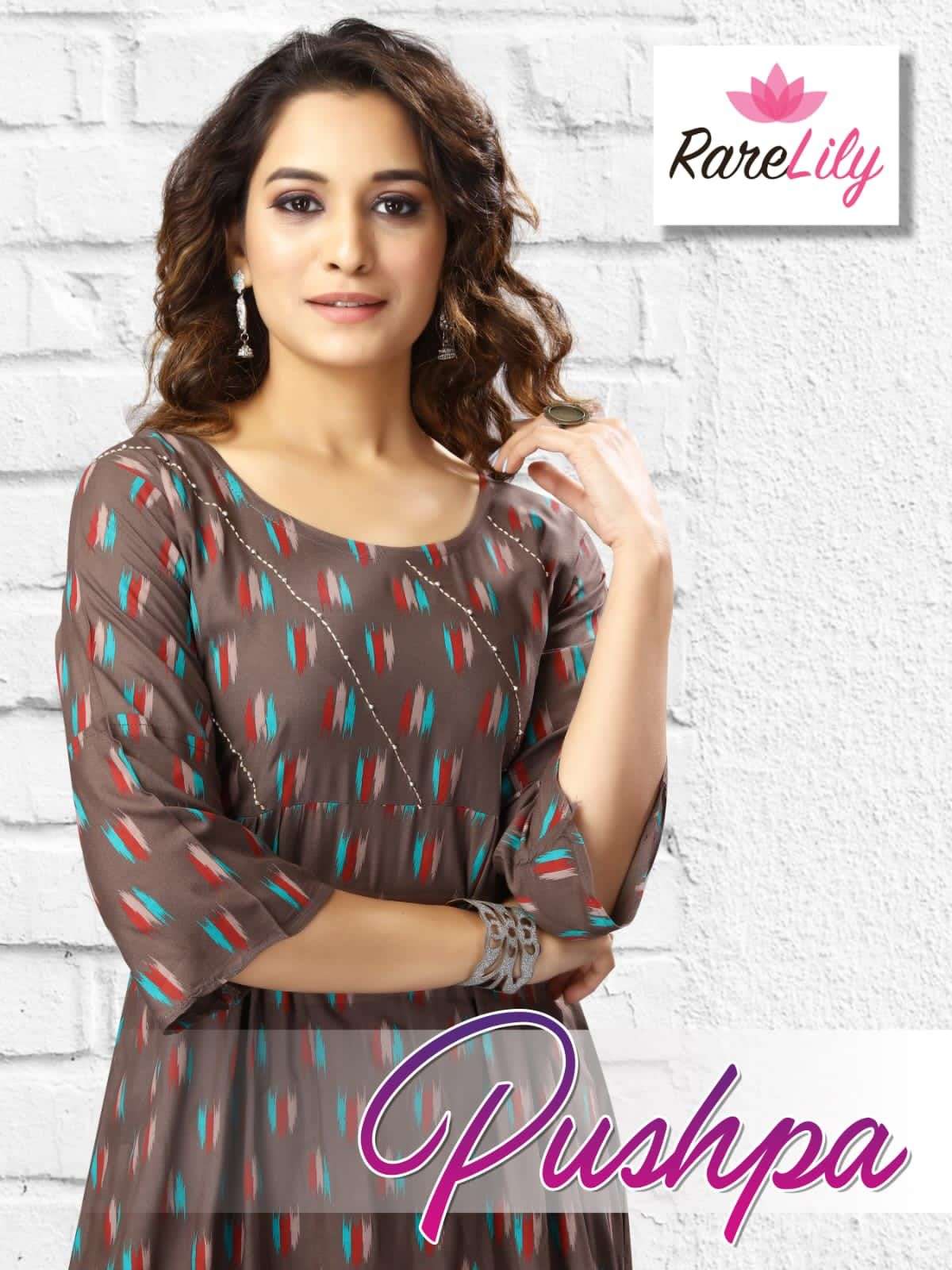 PUSHPA BY RARELILY RAYON PRINT KHATA WORK A-LINE KURTI WHOLESALER AND DEALER