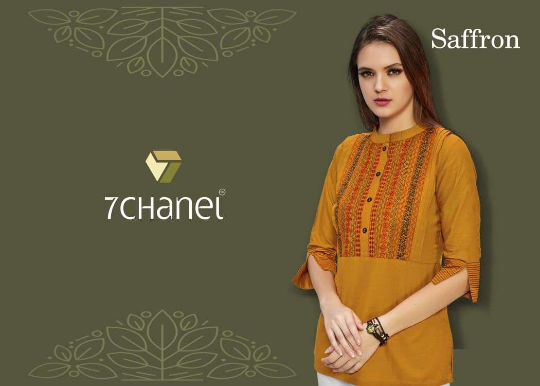  SAFFRON BY  7 CHANEL™️ BRAND LIVA COTTON EMBROIDERED DESIGNER SHORT TOP WHOLESALER AND DEALER