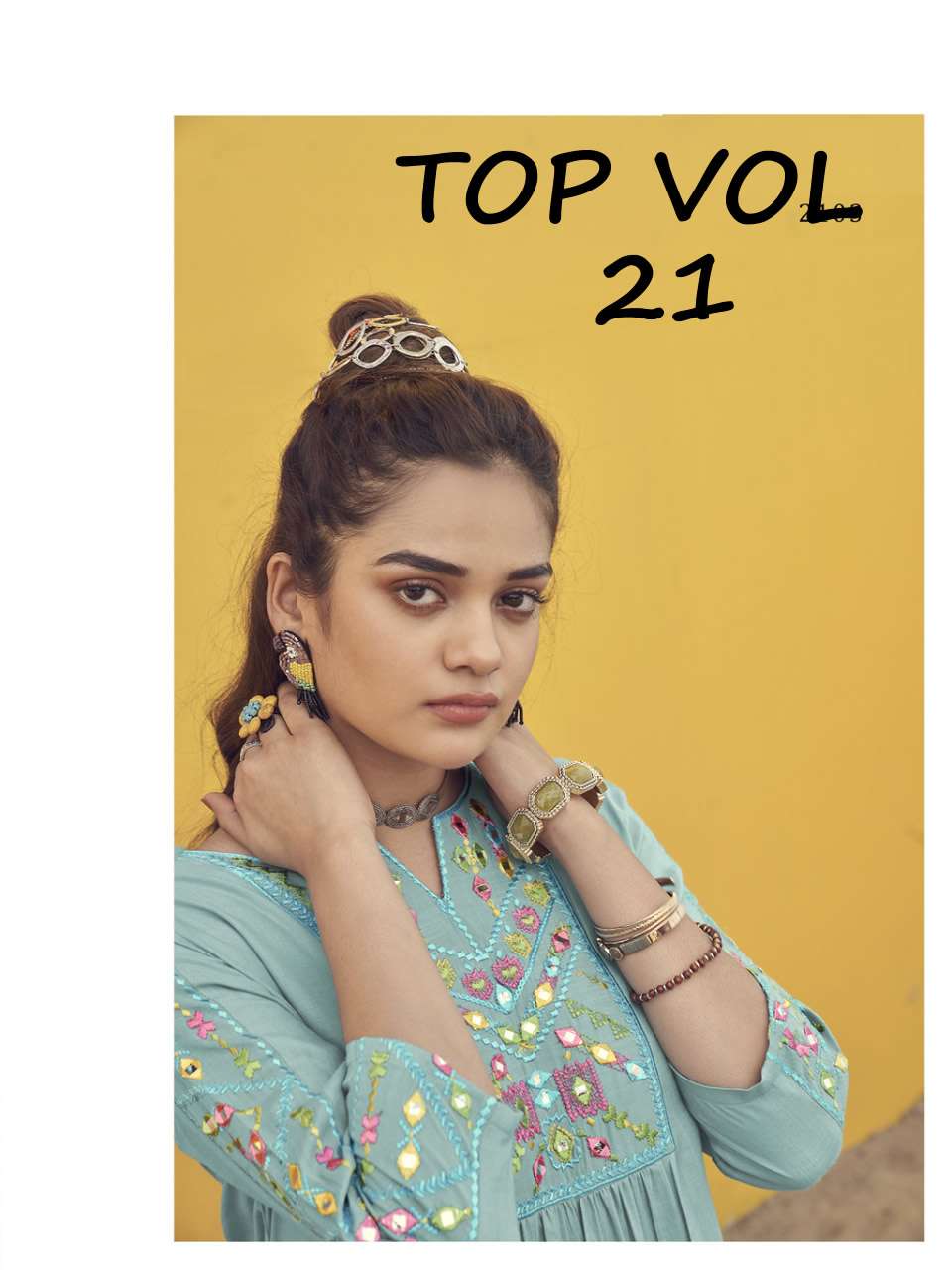 TOPS  VOL 21 BY S3FOREVER BRAND RAYON MACHINE EMBROIDERY WITH MIRROR WORK KURTI WHOLESALER AND DEALE...