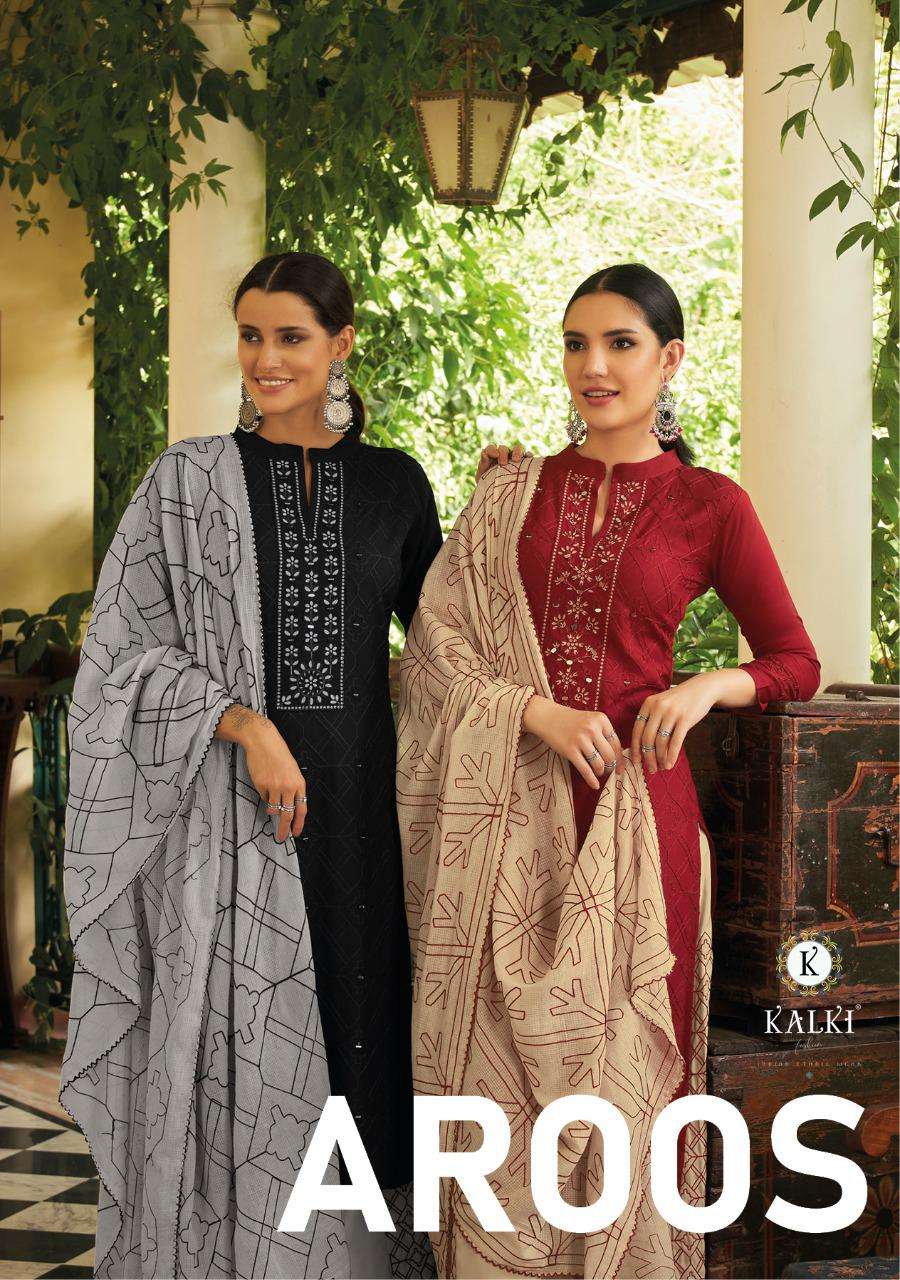 AROOS BY KALKI FASHION BRAND RAYON MIRROR WORK WITH THERD AND HAND WORK KURTI WITH PLAZO AND COTTON ...