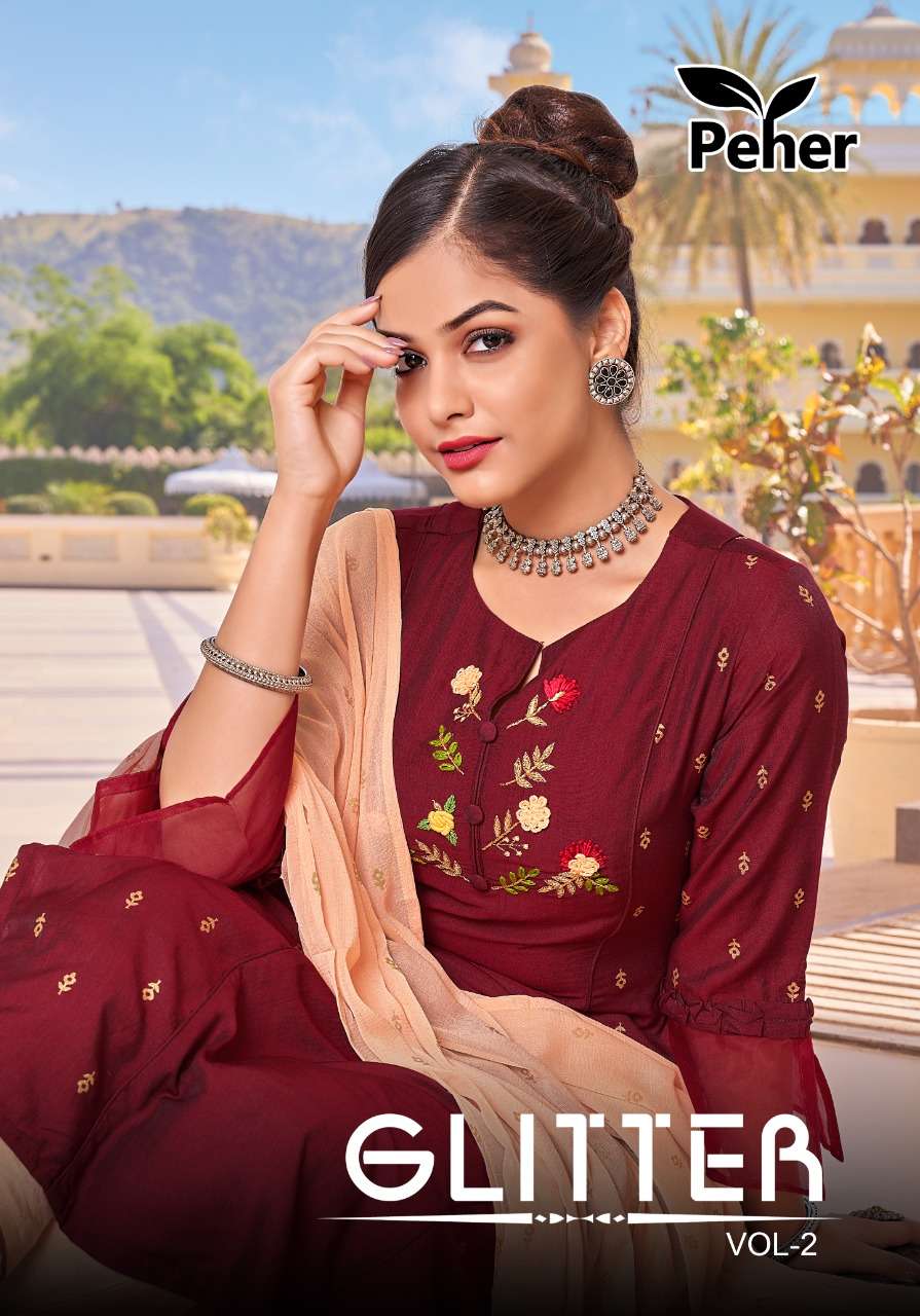 GLITTER VOL 2 BY VIVILS BRAND SILK HANDWORK KURTI WITH SILK PANT AND VISCOSE DUPATTA WHOLESALER AND ...