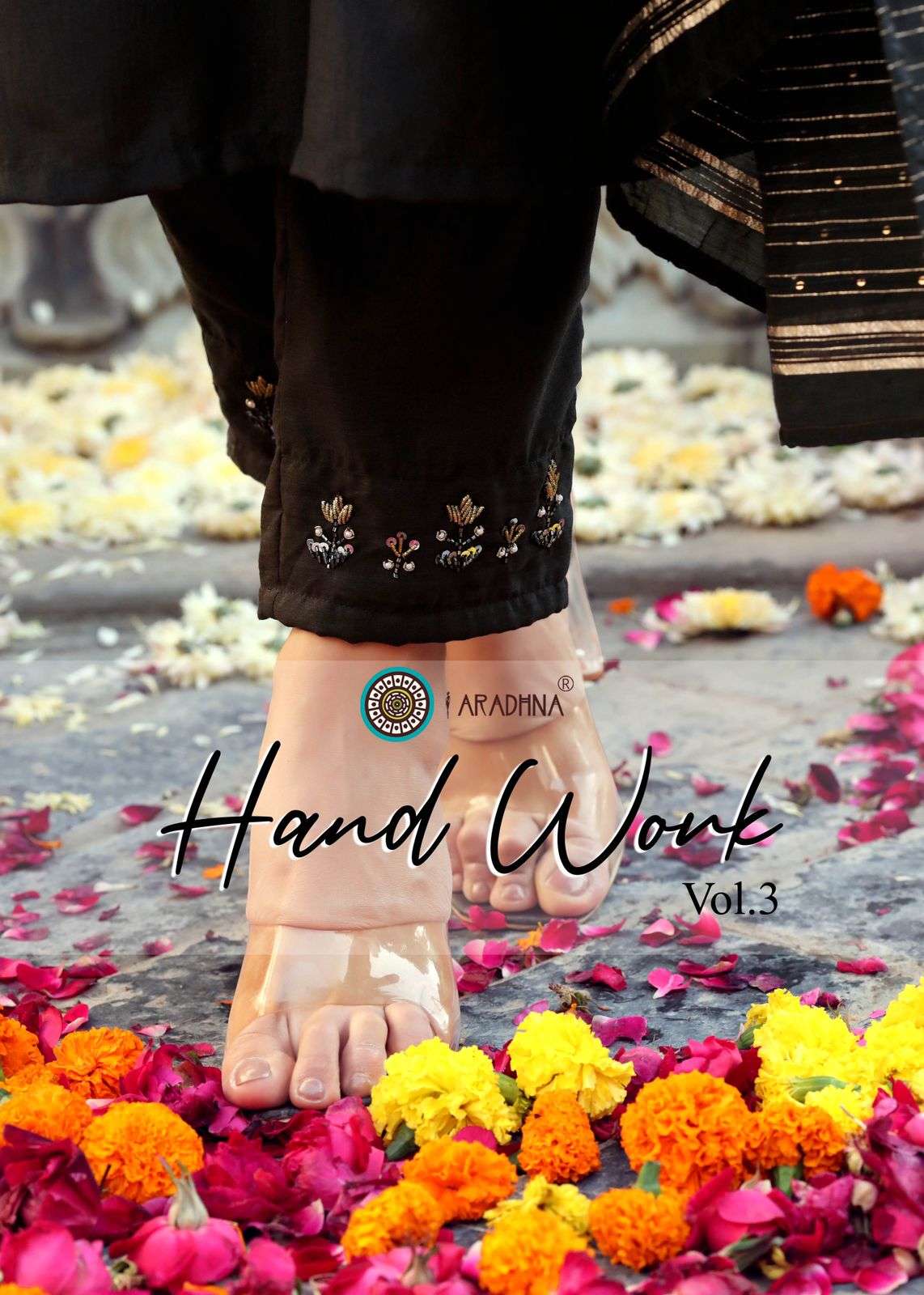 HAND WORK VOL 3 BY ARADHNA BRAND COTTON SILK HANDWORK WORK KURTI WITH COTTON PANT AND BANARASI DUPAT...