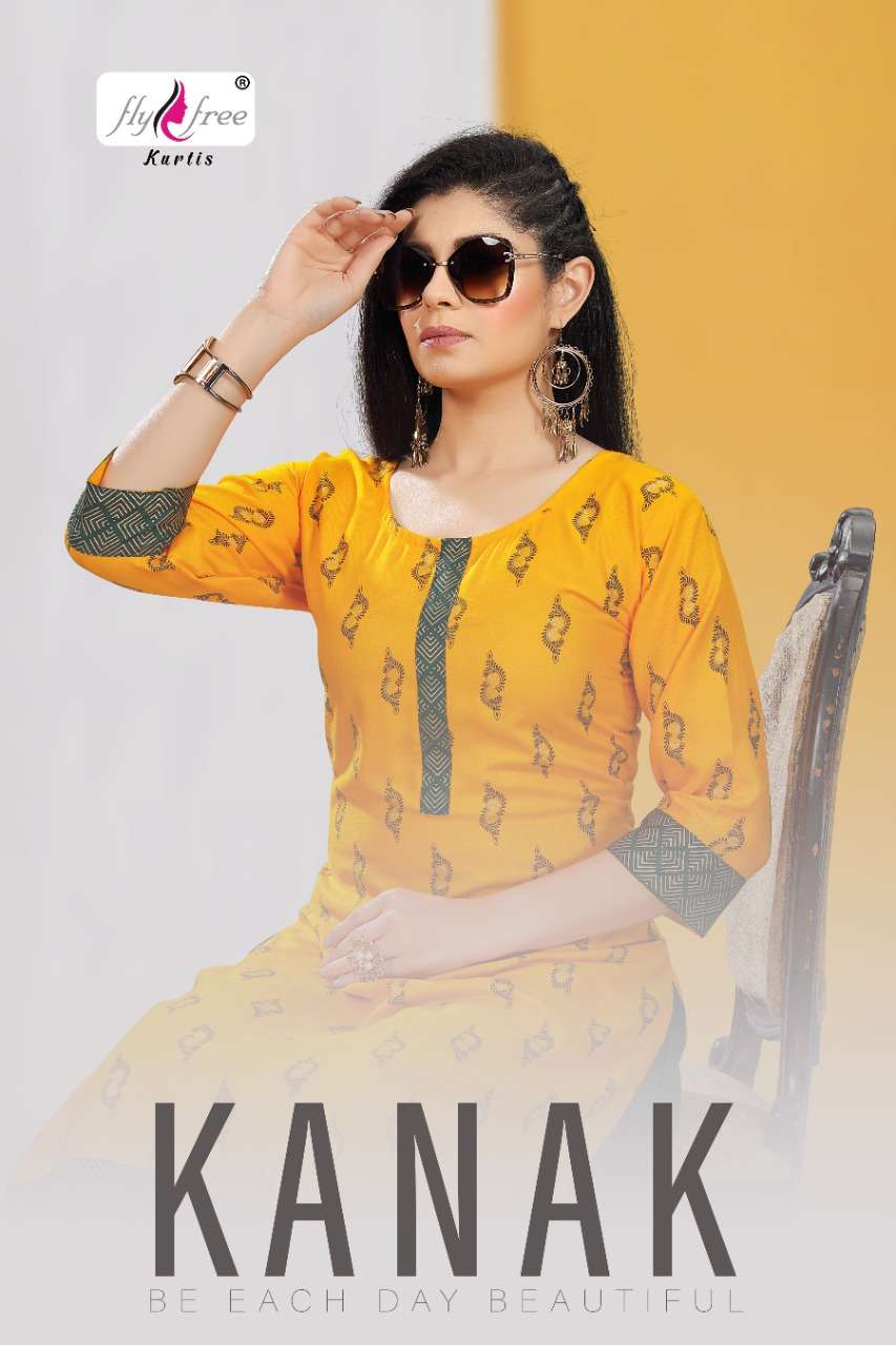 KANAK BY FLY FREE BRAND RAYON FOIL PRINT KURTI WITH RAYON SKIRT WHOLESALER AND DEALER