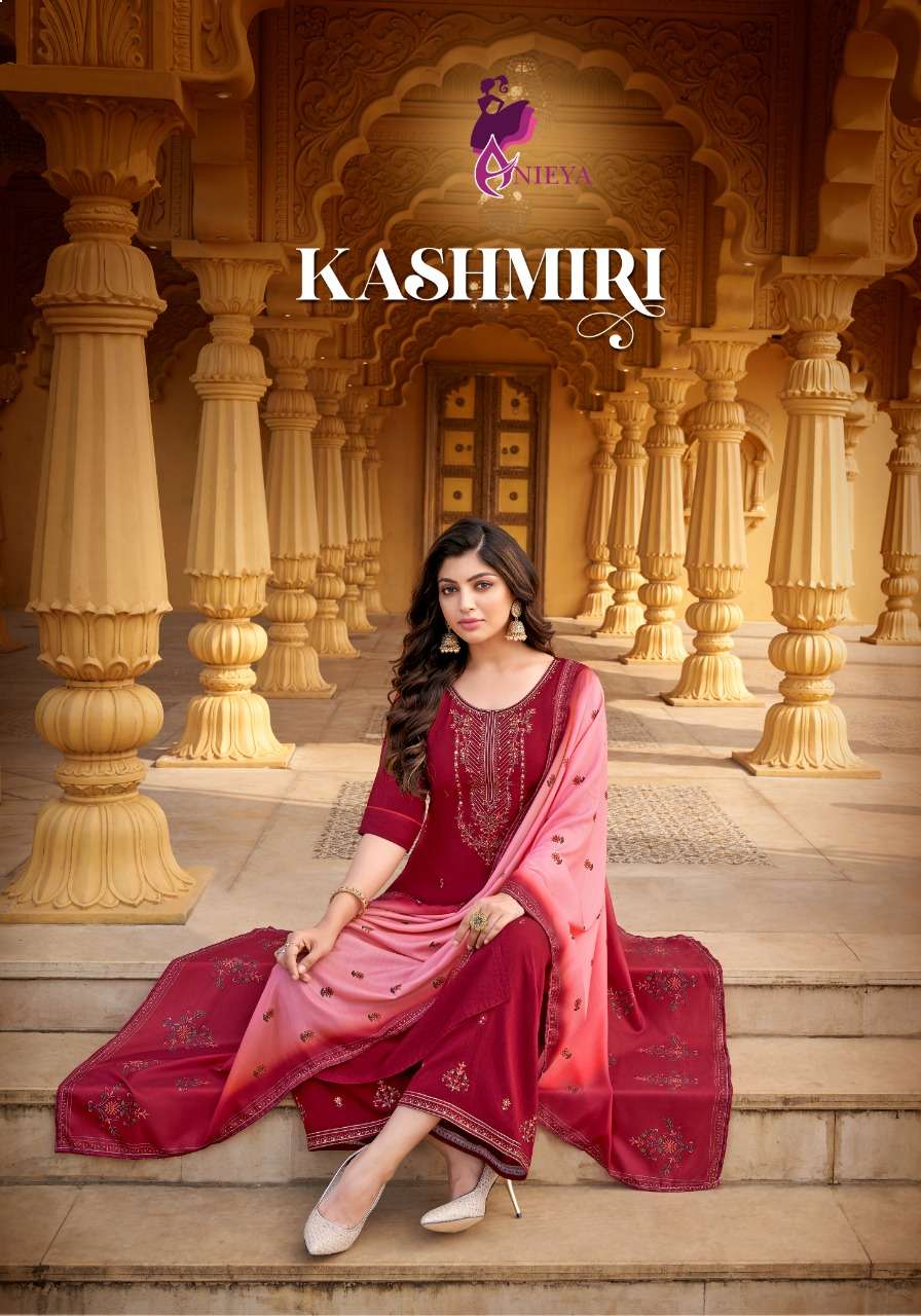 KASHMIRI VOL-1 BY ANIEYA BRAND PURE VISCOSE WITH EMBROIDERY WORK AND HAND DIAMOND WORK KURTI WITH VI...