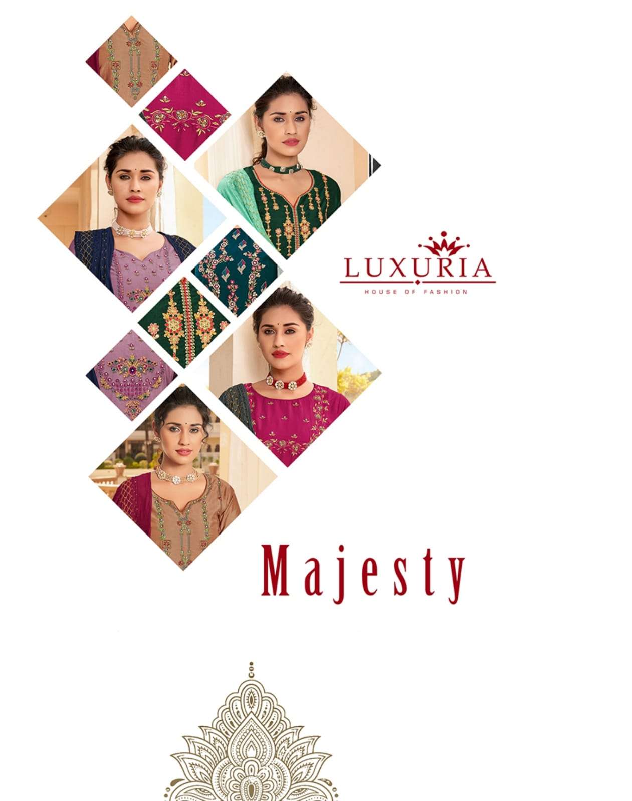 MAJESTY BY LUXURIA BRAND PURE SILK EMBROIDERY HAND WORK KURTI WITH FULL COTTON INNER WITH PANT AND S...