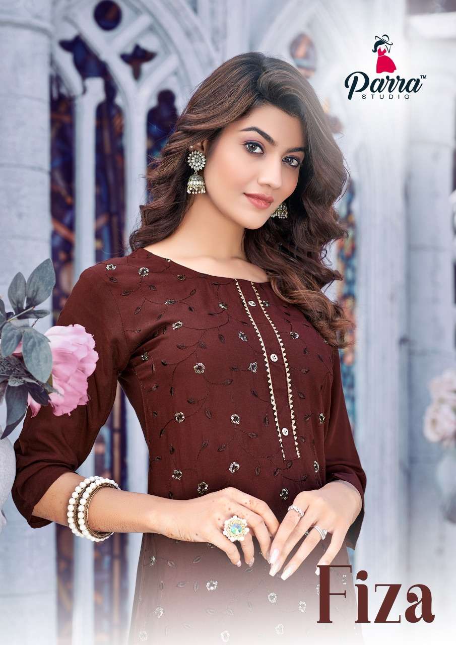PARRA-STUDIO - FIZA VOL 1 - LIVA CERTIFIED DESIGNER KURTI AND SHARARA SET WITH SEQUENCE WORK - S3FOR...