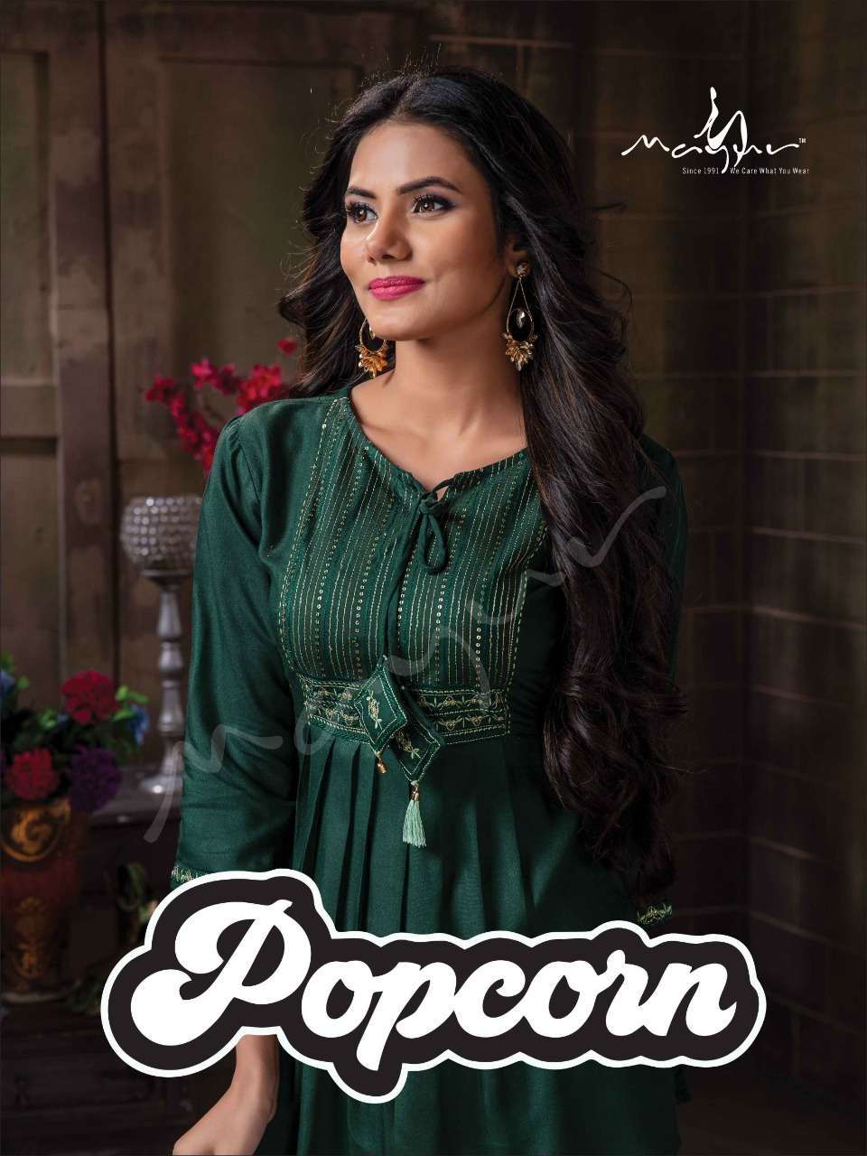 POPCORN BY MAYUR BRAND RAYON MACHINE AND HANDWORK WORK TOP WITH STRETCHABLE PANT WHOLESALER AND DEAL...