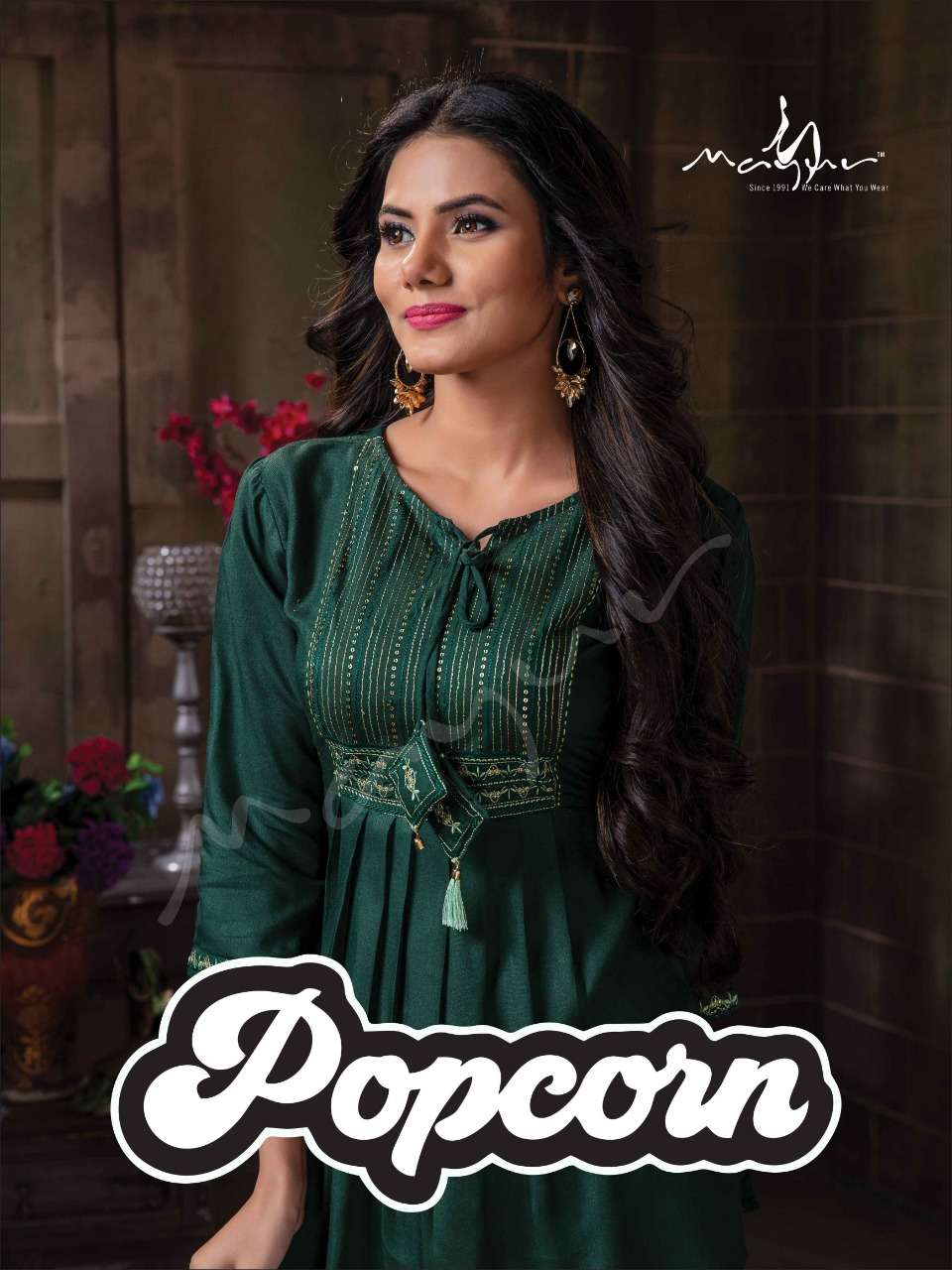 POPCORN BY MAYUR BRAND RAYON MACHINE AND HANDWORK WORK TOP WITH STRETCHABLE PANT WHOLESALER AND DEAL...