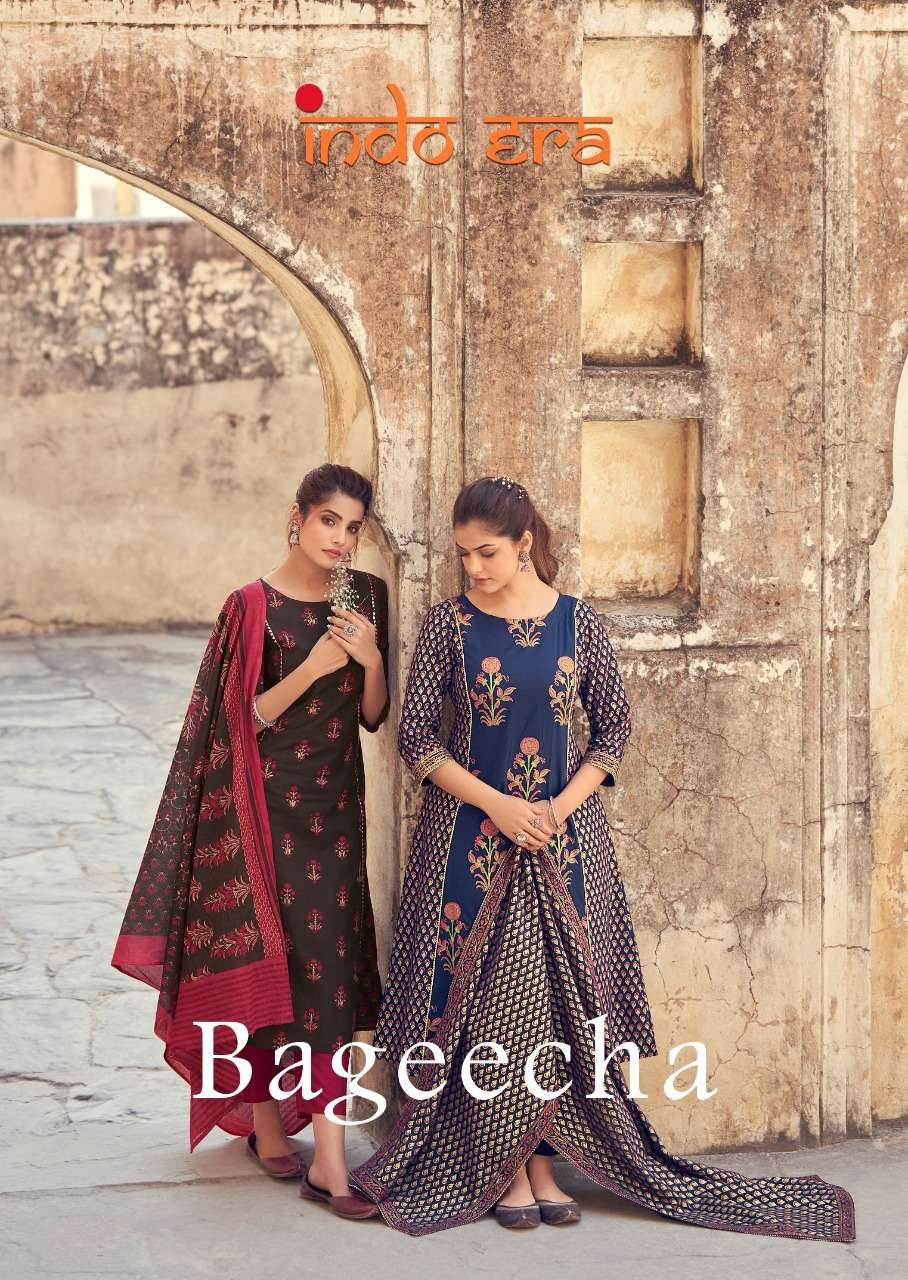 BAGEECHA BY INDO ERA BRAND COTTON PRINT KURTI WITH COTTON PANT AND COTTON PRINTED DUPATTA WHOLESALER...