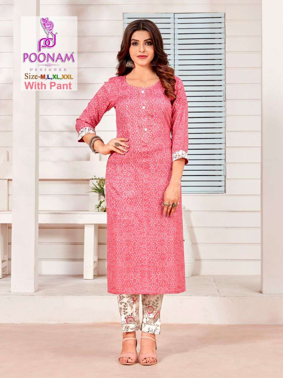 COLORBAR BY POONAM DESIGNER BRAND 17KG RAYON FOIL PRINT KURTI WITH 17KG RAYON PRINTED PANT WHOLESALE...