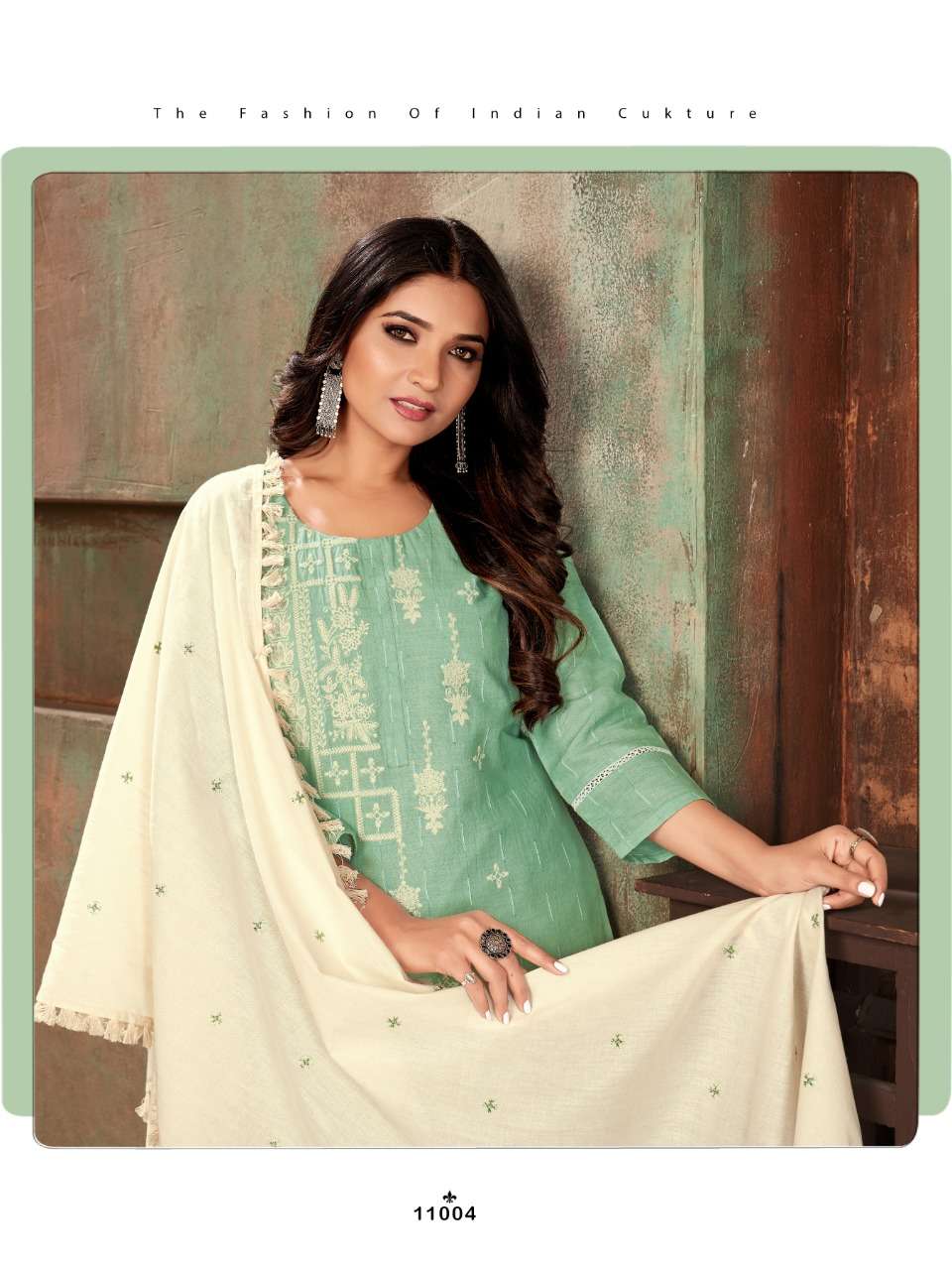 LUCKNOWI VOL-1 BY S3FOREVER BRAND DOBBY COTTON HEAVY EMBORIDERY WORK KURTI WITH SHIFFLI WORK PANT AN...
