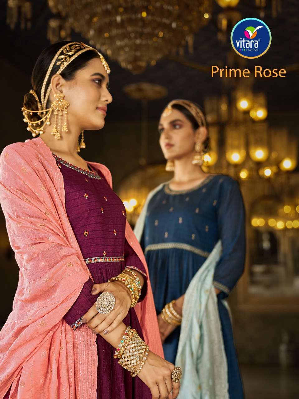 PRIME ROSE BY VITARA BRAND VISCOS LINGING AND EMBRODARY KURTI WITH CHINON FABRIC SHARARA AND VISCOS ...