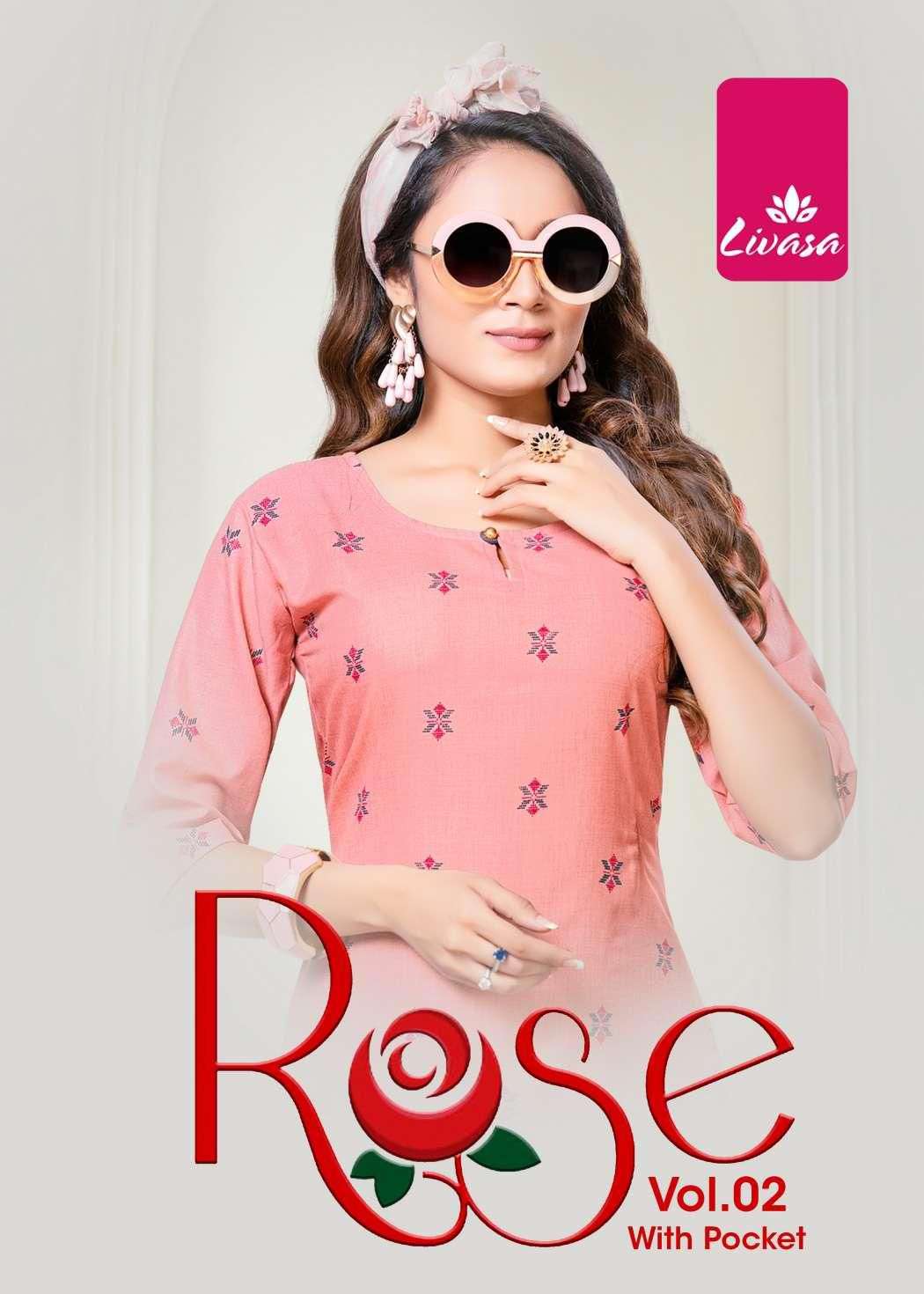 ROSE VOL 2  BY LIVASA BRAND COTTON MILANGE STRAIGHT PRINTED KURTI WITH POCKET WHOLESALER AND DEALER