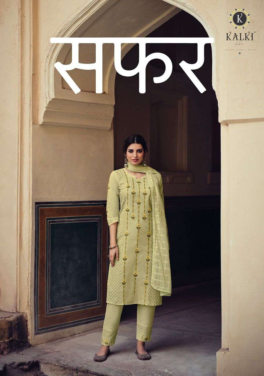 SAFAR BY KALKI FASHION BRAND COTTON FANCY THERD WITH HANDWORK AND ACCESSORY WORK KURTI WITH COTTON P...