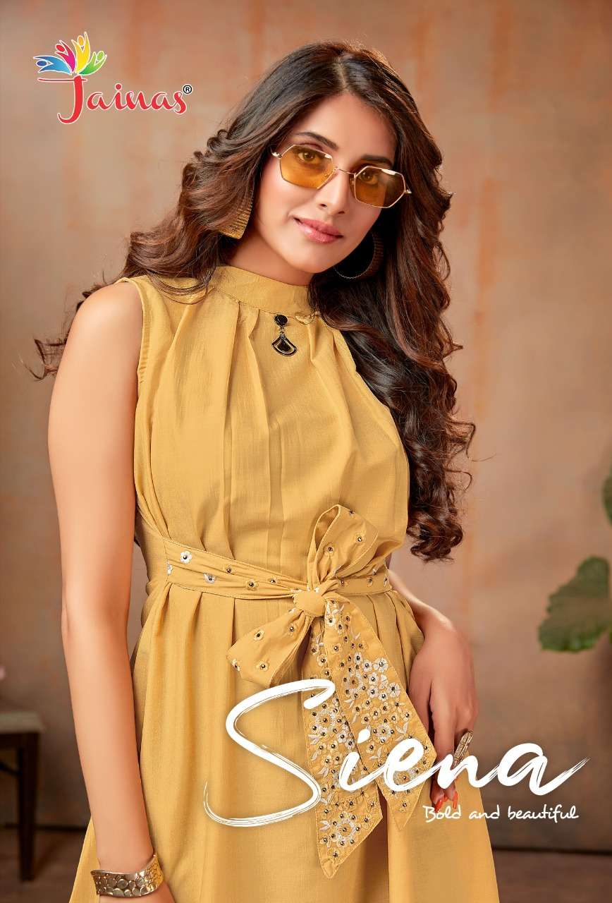 SIENA BY JAINAS BRAND IMPORTED SOFT FABRIC SHORT WESTEN WEAR KURTI WHOLESALER AND DEALER