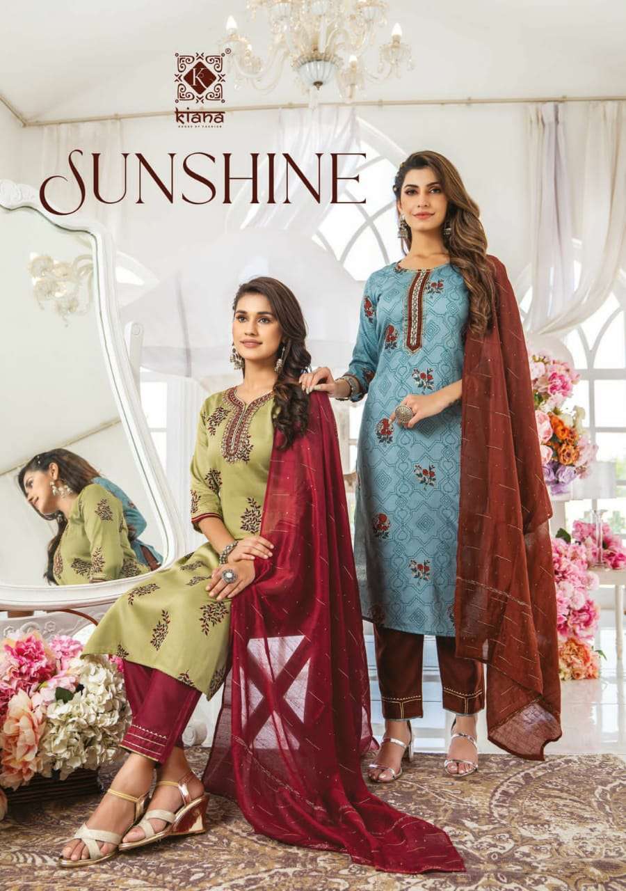 SUNSHINE BY KIANA BRAND GLESS COTTON FOIL PRINTED THREAD WORK AND EMBROIDERY WORK KURTI WITH MEGIC S...