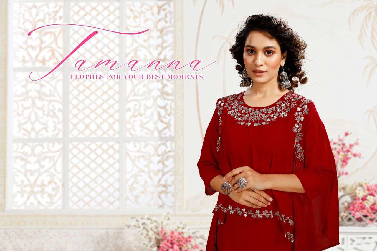 TAMANNA BY S3FOREVER BRAND HEAVY GEORGETTE EMBROIDERY WORK JACKET AND FROCK STYLE KURTI WHOLESALE AN...