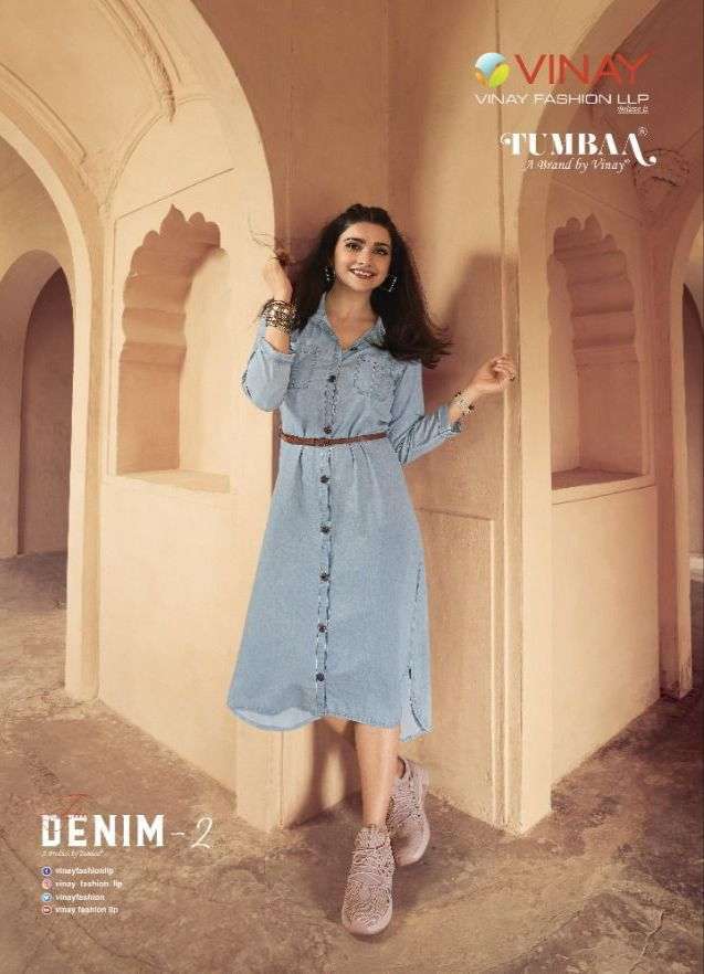 THE DENIM -2 BY VINAY TUMBAA BRAND PURE DENIM FANCY KURTI WHOLESALER AND DEALER