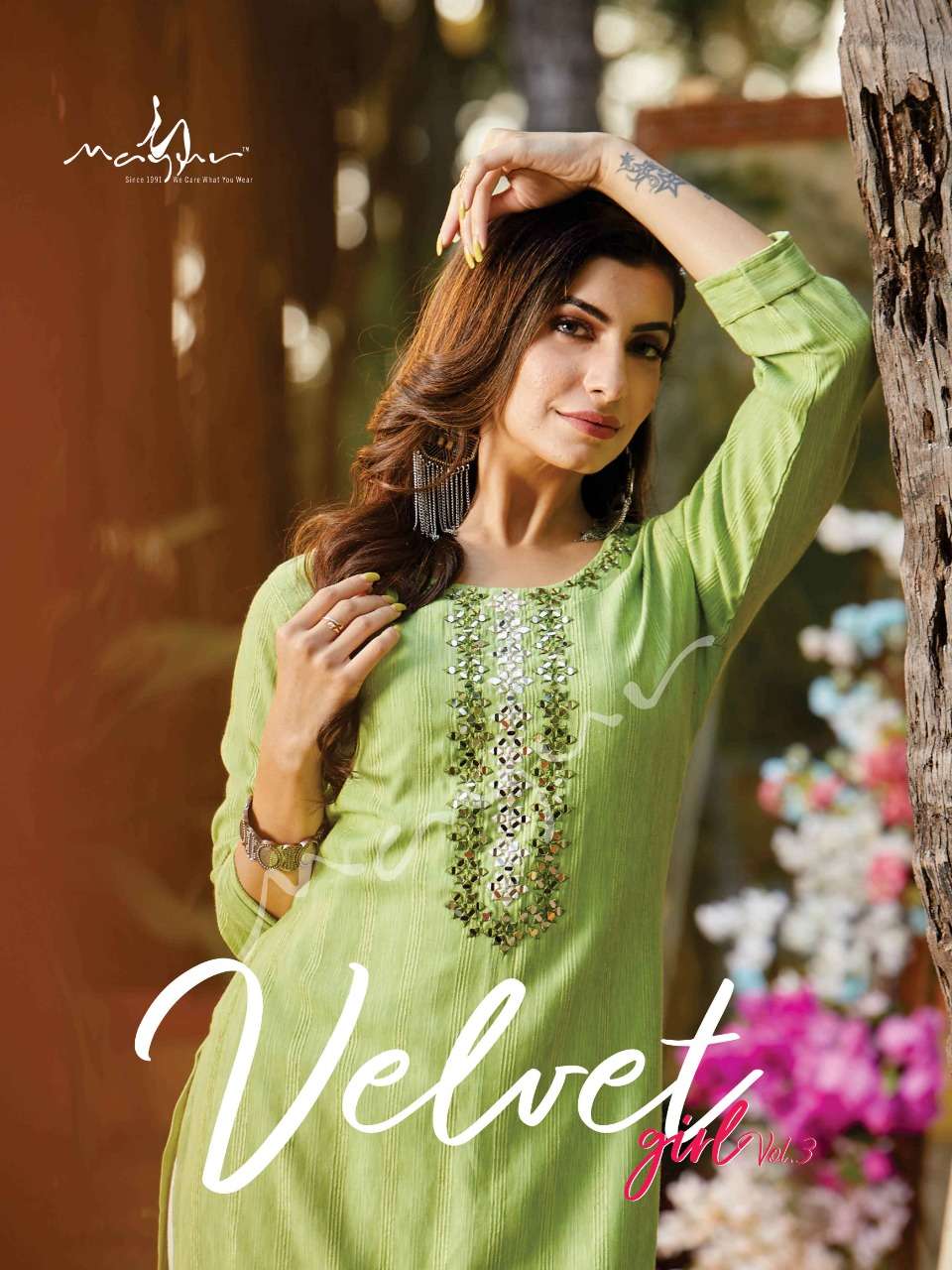 VELVET GIRL VOL 3 BY MAYUR BRAND DESIGNER RAYON VELVET KURTI WITH MANUAL GLASS WORK AND ACCESSORIES ...