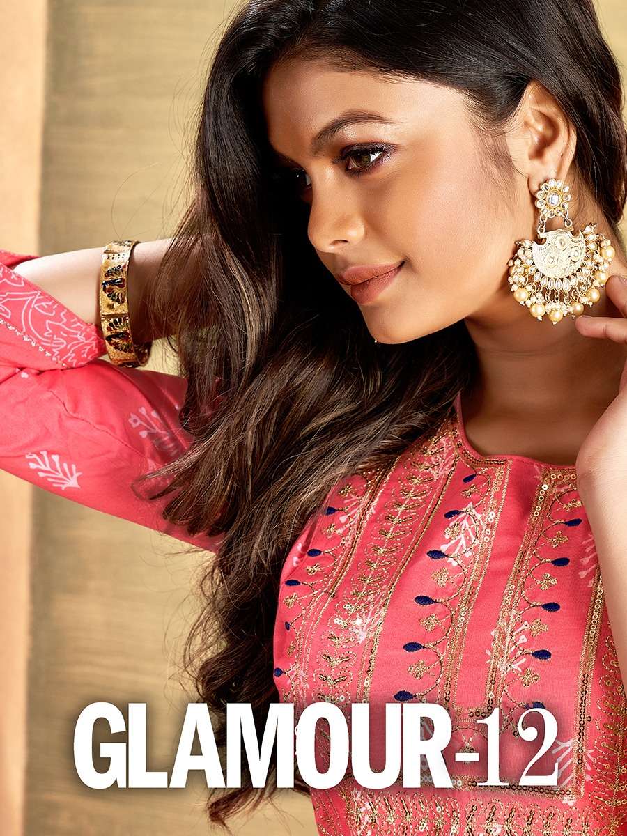 GLAMOUR 12 BY S3FOREVER BRAND RAYON JAIPURI PRINT WITH EMBROIDERY WORK WITH LACE BORDER FULL FLAIR G...