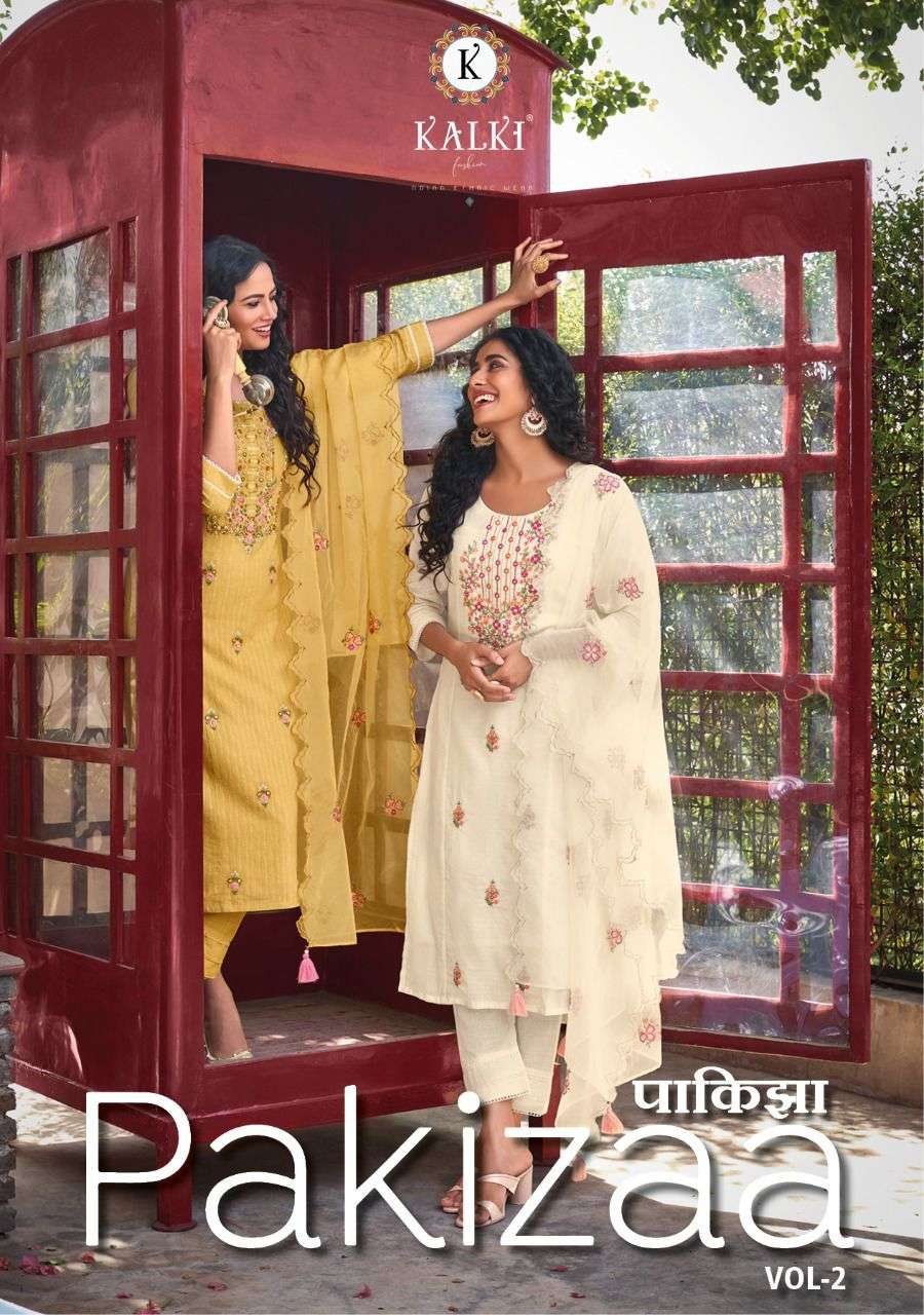 PAKIZAA VOL-2 BY KALKI FASHION BRAND PURE COTTON WITH SELF WEAVING THREAD MIRRORS HAND WORK WITH FAN...