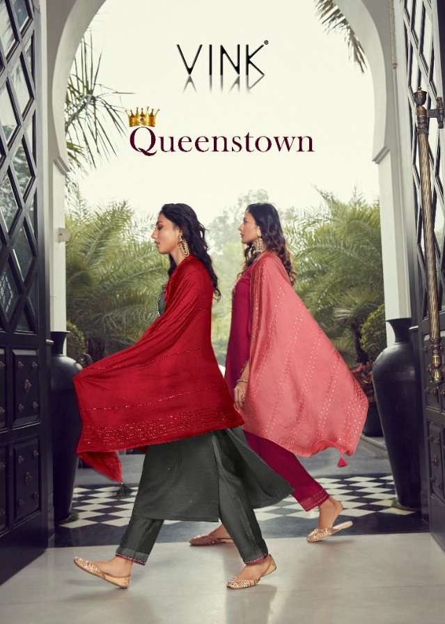 QUEENSTOWN BY VINK BRAND VISCOSE SILK BASE HANDWORK KURTI WITH WORK PANT AND VISCOSE EMBROIDERY WORK...
