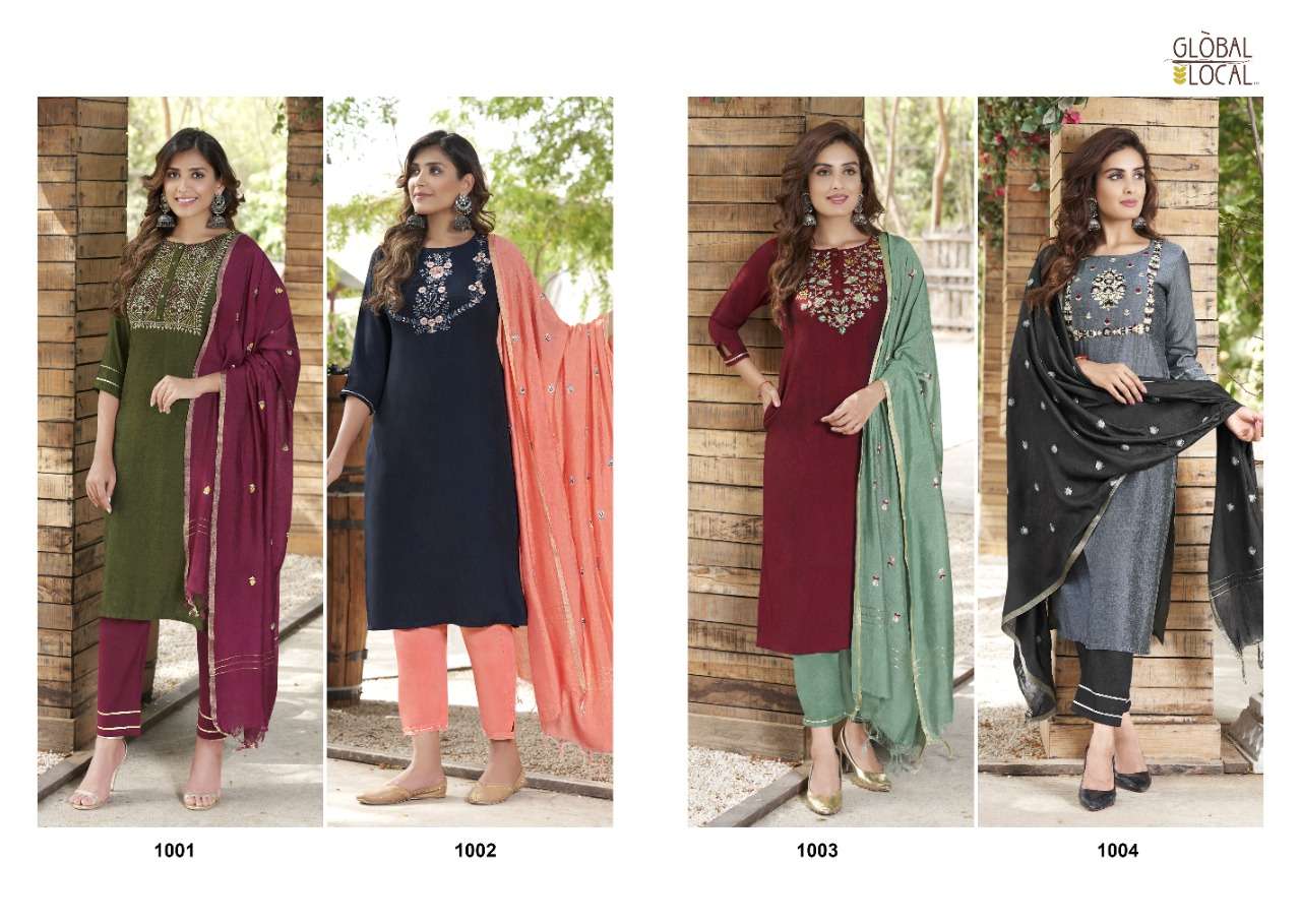 RISHMA BY GLOBAL LOCAL BRAND MUSLIN HANDWORK KURTI WITH EMBROIDERY WORK WITH POCKET AND INNER WITH C...