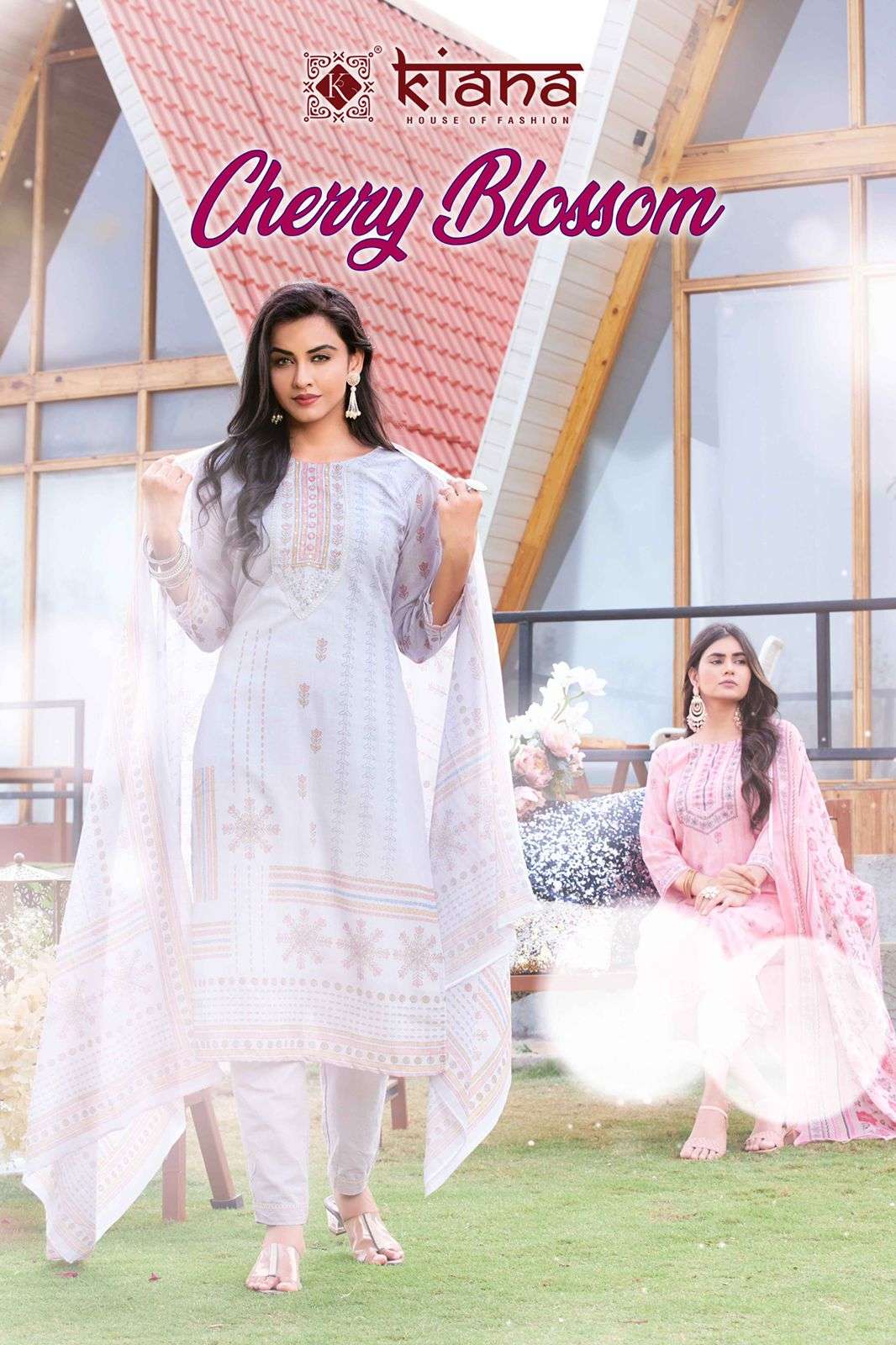 CHERRY BLOSSOM BY KIANA BRAND PURE COTTON DIGITAL PRINT WITH HAND WORK KURTI WITH COTTON PANT AND DI...