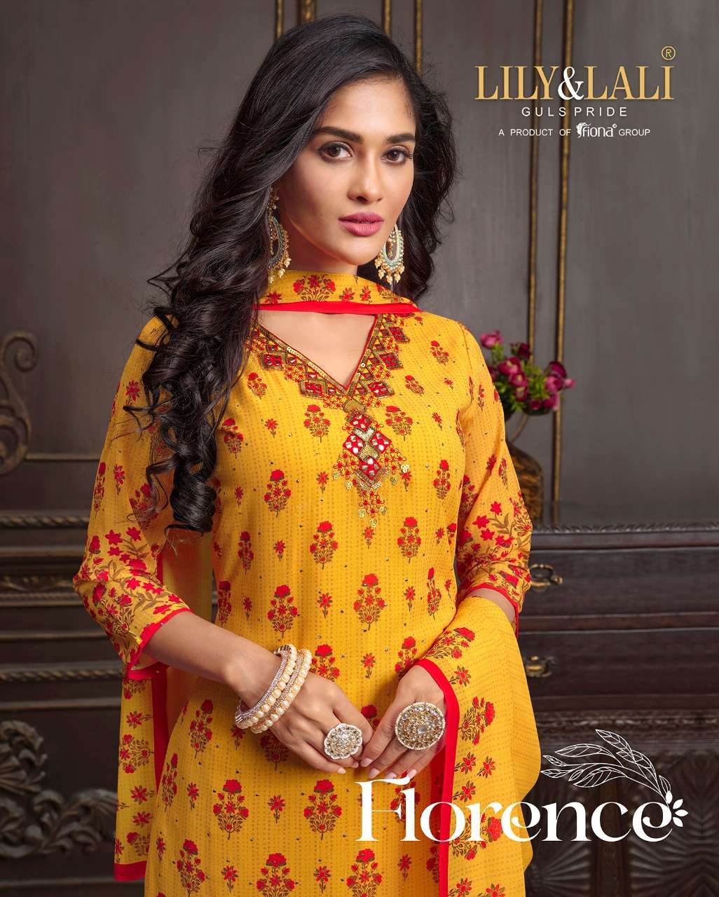 FLORENCE BY LILY & LALI BRAND DIGITAL PRINT HANDWORK WITH MIRROR EMBROIDERY ON HEAVY GEORGETTE KURTI...