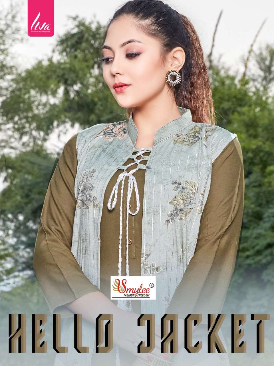HELLO JACKET BY SMYLEE BRAND HEAVY 14 KG LIVA APPROVED PLAIN RAYON STRAIGHT KURTI WITH  HEAVY FOIL P...
