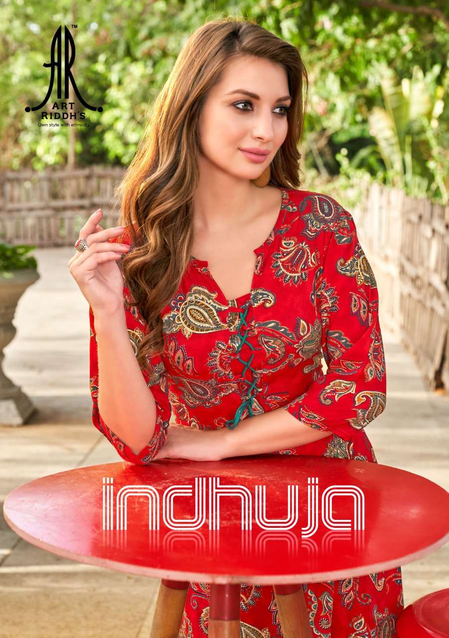 INDHUJA BY ARTRIDDHS BRAND HEAVY RAYON WITH LIVA CERTIFIED HEAVY MILL PRINT LONG GOWN KURTI WHOLESAL...