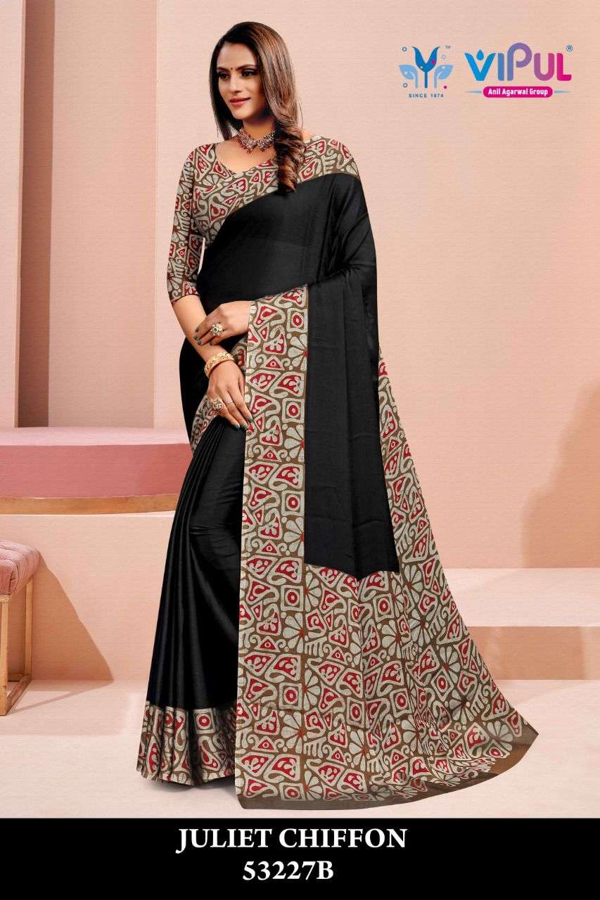 JULIET CHIFFON BY VIPUL BRAND MOSS CHIFFON GALA PADDING FANCY SAREE WHOLESALER AND DEALER