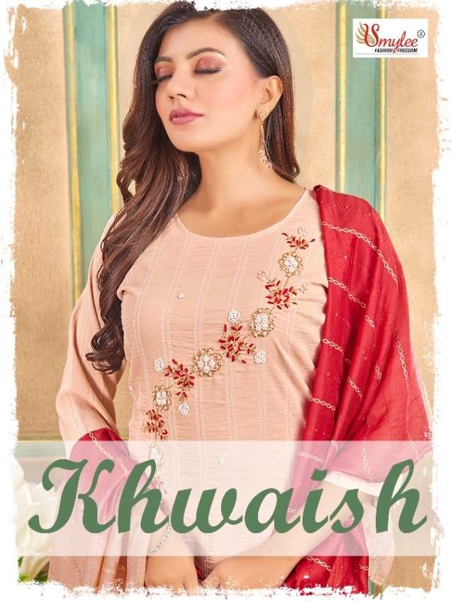 KHWAISH BY SMYLEE BRAND HEAVY HANDWORK ON BOMBAY SELF WEAVING LINING KURTI WITH MAGIC SLUB AND SEQUE...