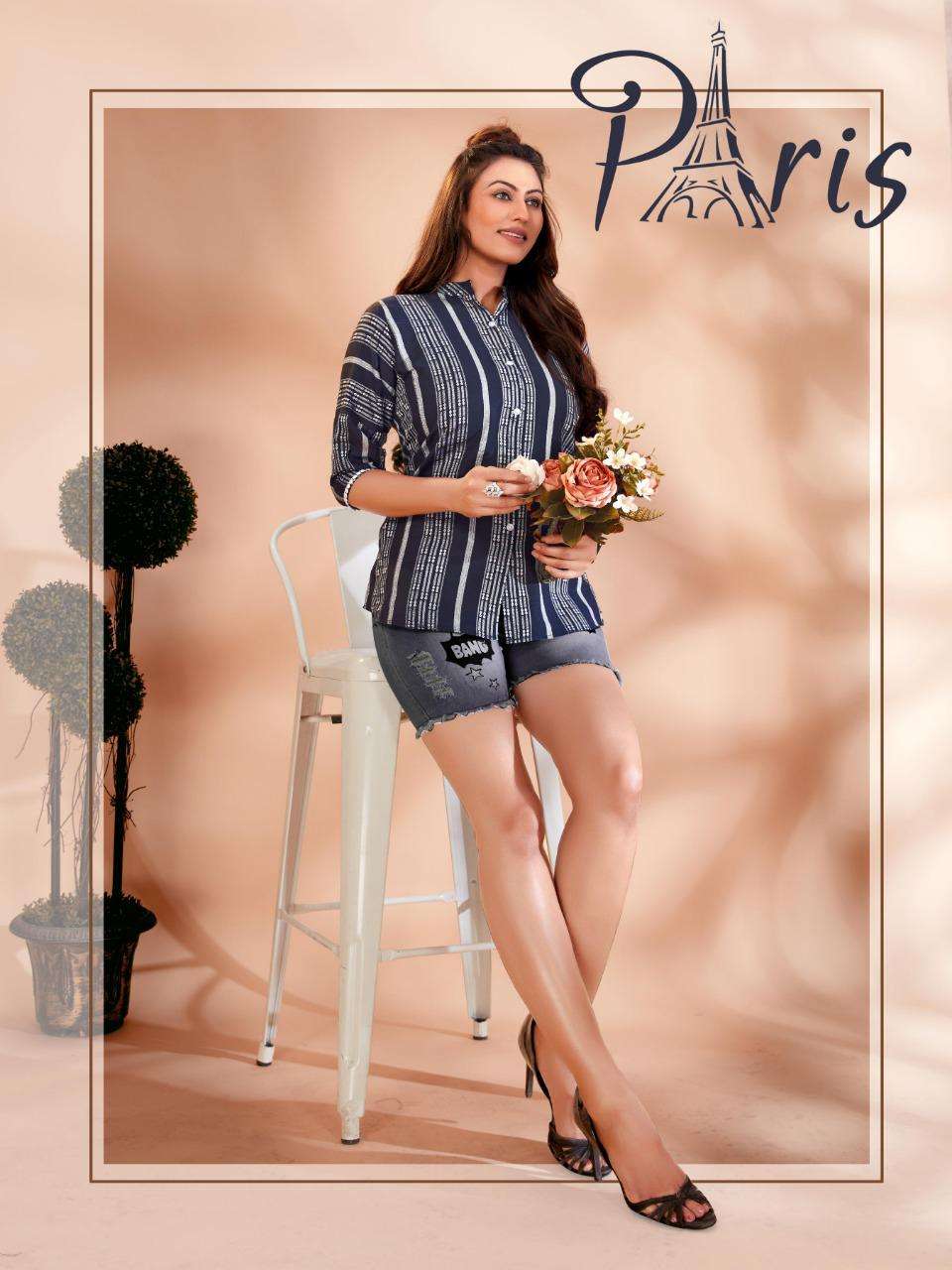 PARIS VOL-01 BY S3FOREVER BRAND PURE COTTON WITH WEAVING DESIGN FANCY TUNICS SHIRTS WHOLESALER AND D...