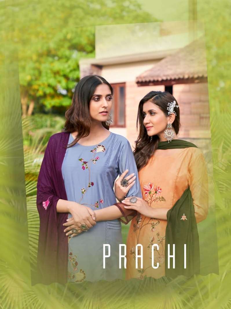 PRACHI BY SNAPSTYLE BRAND ROMAN SILK  WITH LINING EMBROIDERY WORK KURTI WITH SILK PANT AND KOTA DORI...