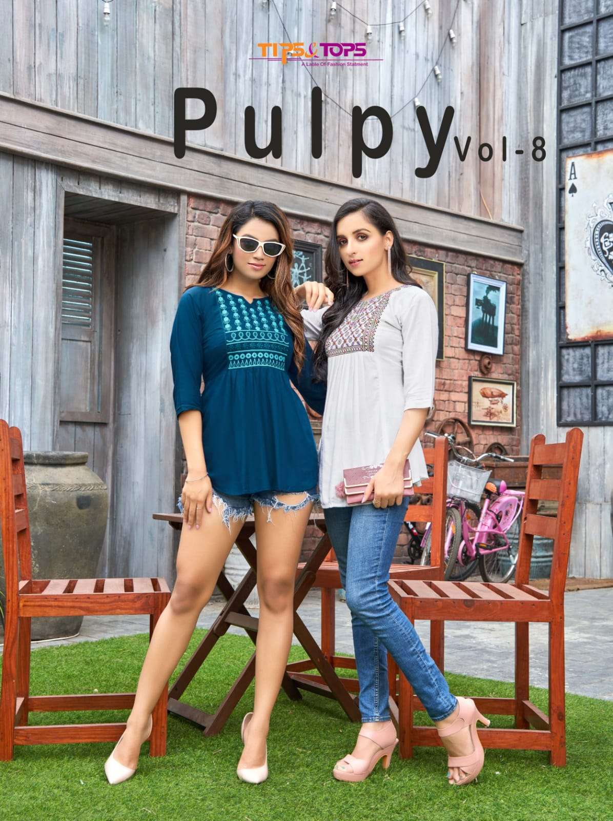 PULPY VOL 08 BY TIPS & TOPS BRAND HEAVY RAYON SLUB WITH HEAVY EMBROIDERY WORK FANCY TOP WHOLESALER A...