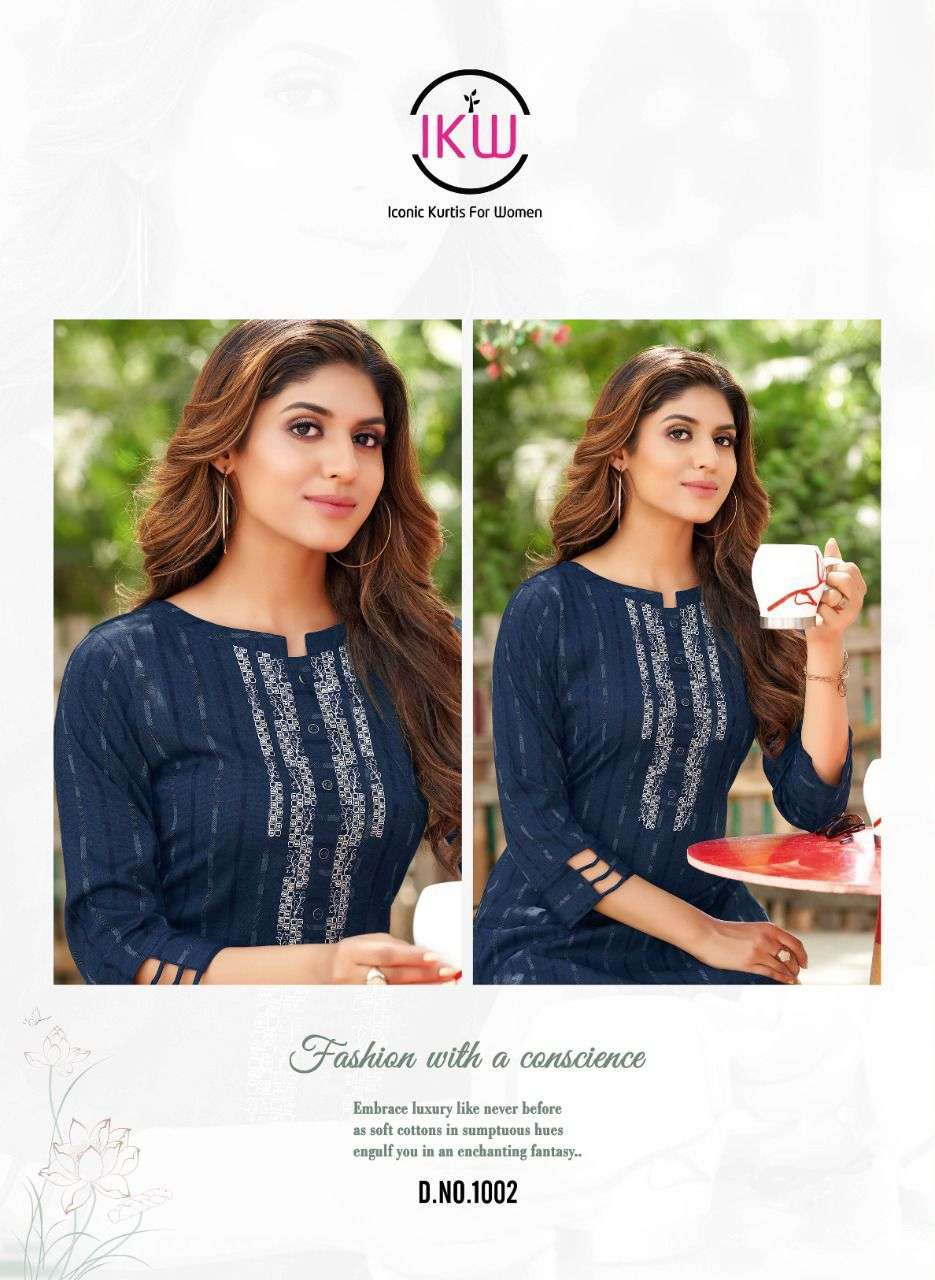 SPOTLIGHT VOL-3 BY IKW DESIGNS BRAND RAYON VISCOSE STRIPES WITH FANCY EMBROIDERY WORK STRAIGHT KURTI...