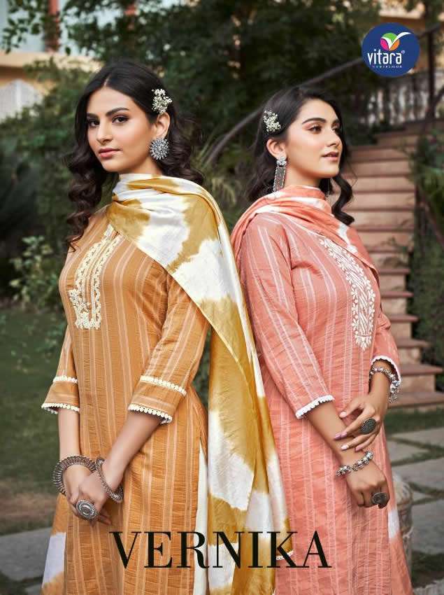 VITARA FASHION - VARNIKA - KADAMBRI SILK KURTI WITH BERLIN SILK PANT AND VISCOSE CHANDERI SHIBORI PR...