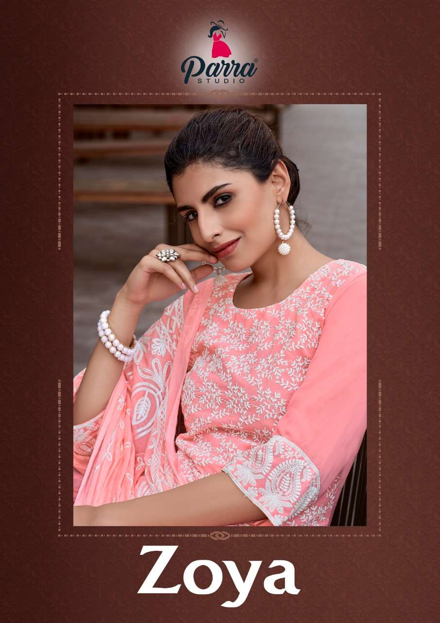  ZOYA VOL 1 BY PARRA STUDIO BRAND GEORGETTE SCHIFFLI WORK KURTI WITH INNER AND SATIN EMBROIDERY WORK...