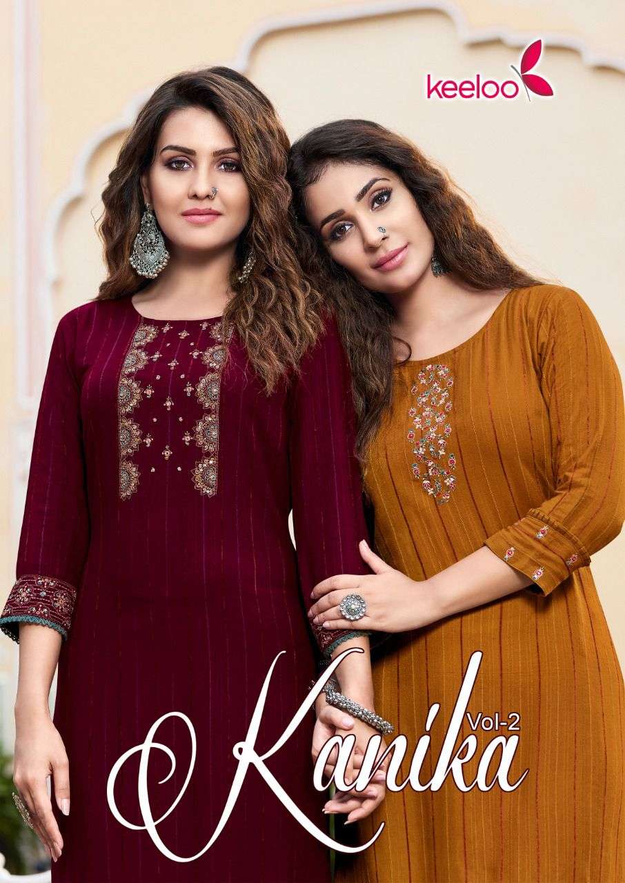 KANIKA VOL 2 BY KEELOO BRAND FANCY VISCOSE VELVAT STRIPE WITH EMBROIDERY AND KHATLI WORK STRAIGHT KU...