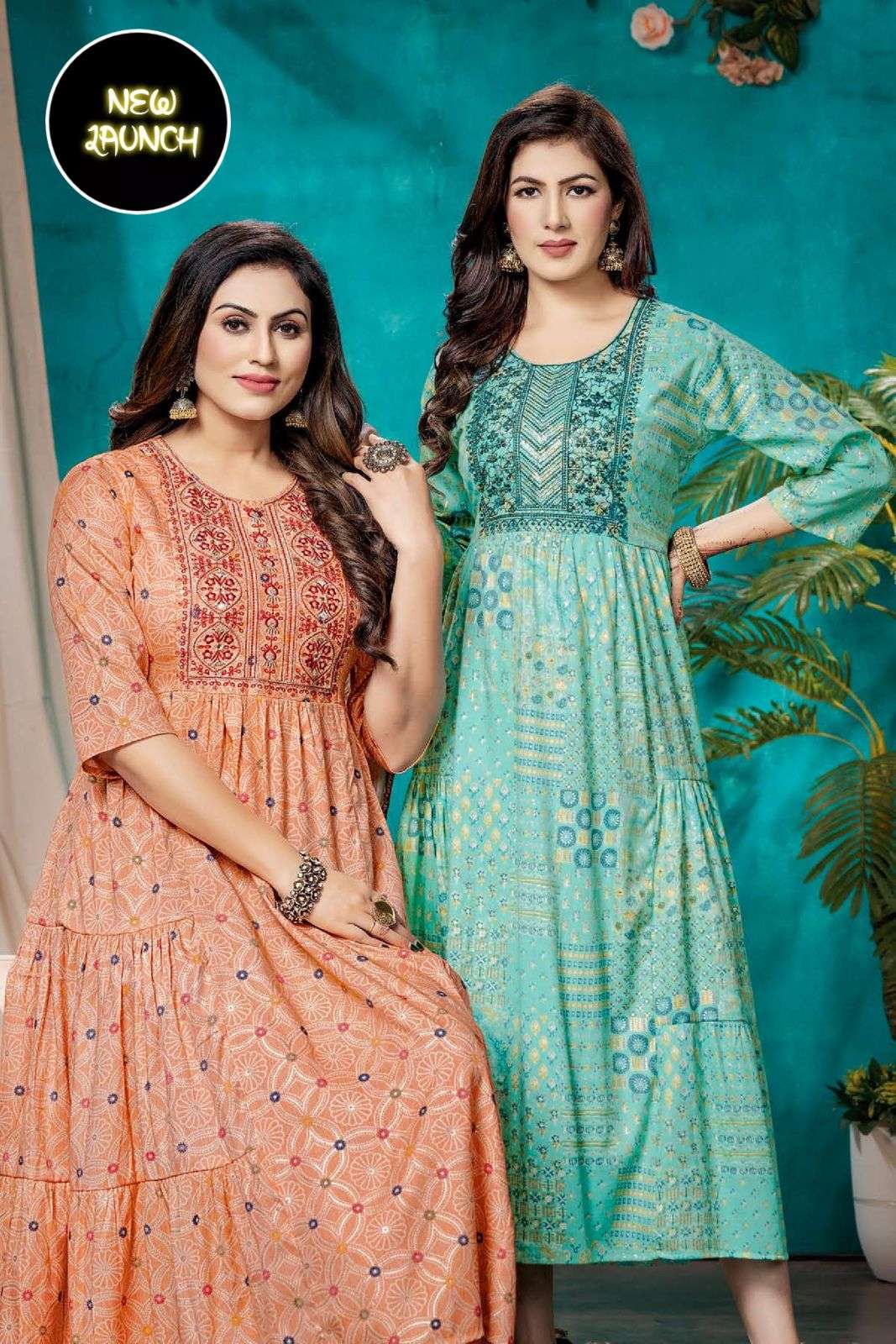 KAYA VOL1 BY RIYAA BRAND HEAVY CAPSULE PRINT WITH HANDWORK AND EMBROIDERY WORK LONG GOWN KURTI WHOLE...
