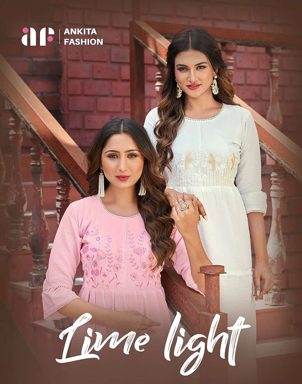 LIME LITE 1 BY ANKITA FASHION BRAND FANCY CRAPE CRUSH WITH FANCY WORK FROCK STYLE KURTI WHOLESALE AN...