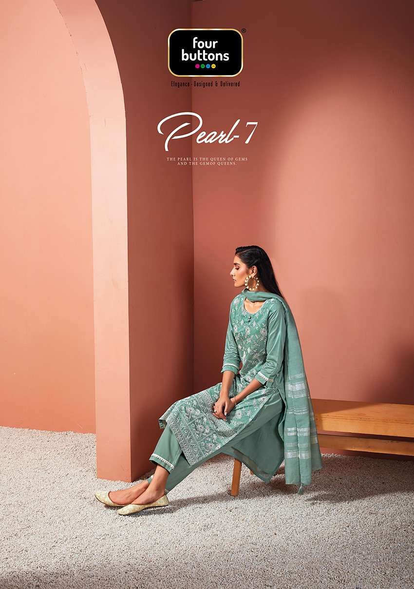 PEARL BY FOUR BUTTONS BRAND LAKHNAVI WORK VISCOSE CHANDERI KURTI WITH HEAVY RAYON PANT AND PURE LINE...