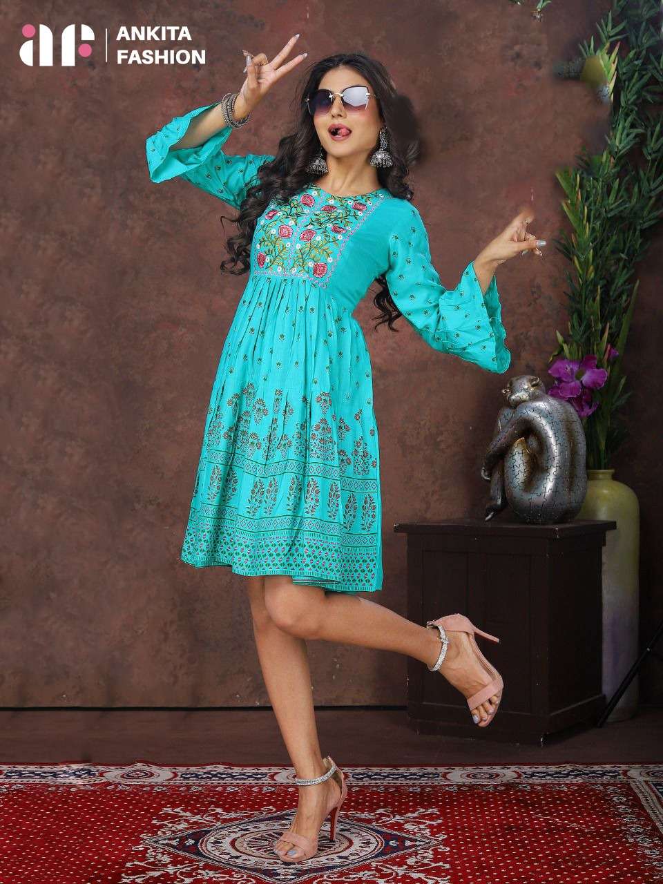 PICK AND CHOOSE BY ANKITA FASHION BRAND WITH  RAYON BEAUTIFUL PRINT AND EMBROIDERY WORK TOPS AND TUN...