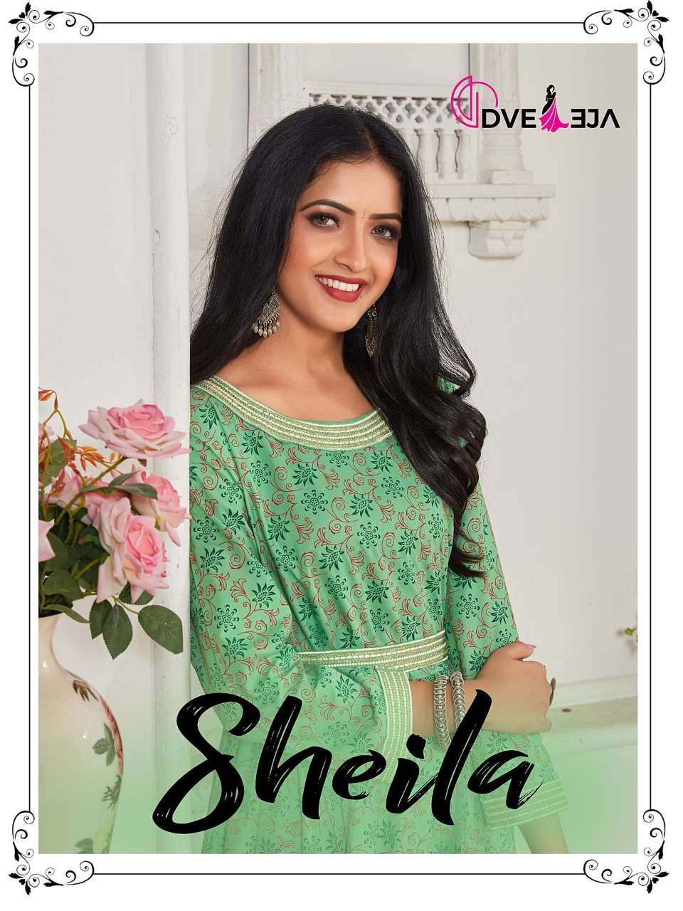 SHEILA BY DVEEJA BRAND HEAVY RAYON WITH FANCY EMBROIDERY WORK LONG GOWN KURTI WITH BELT WHOLESALER A...